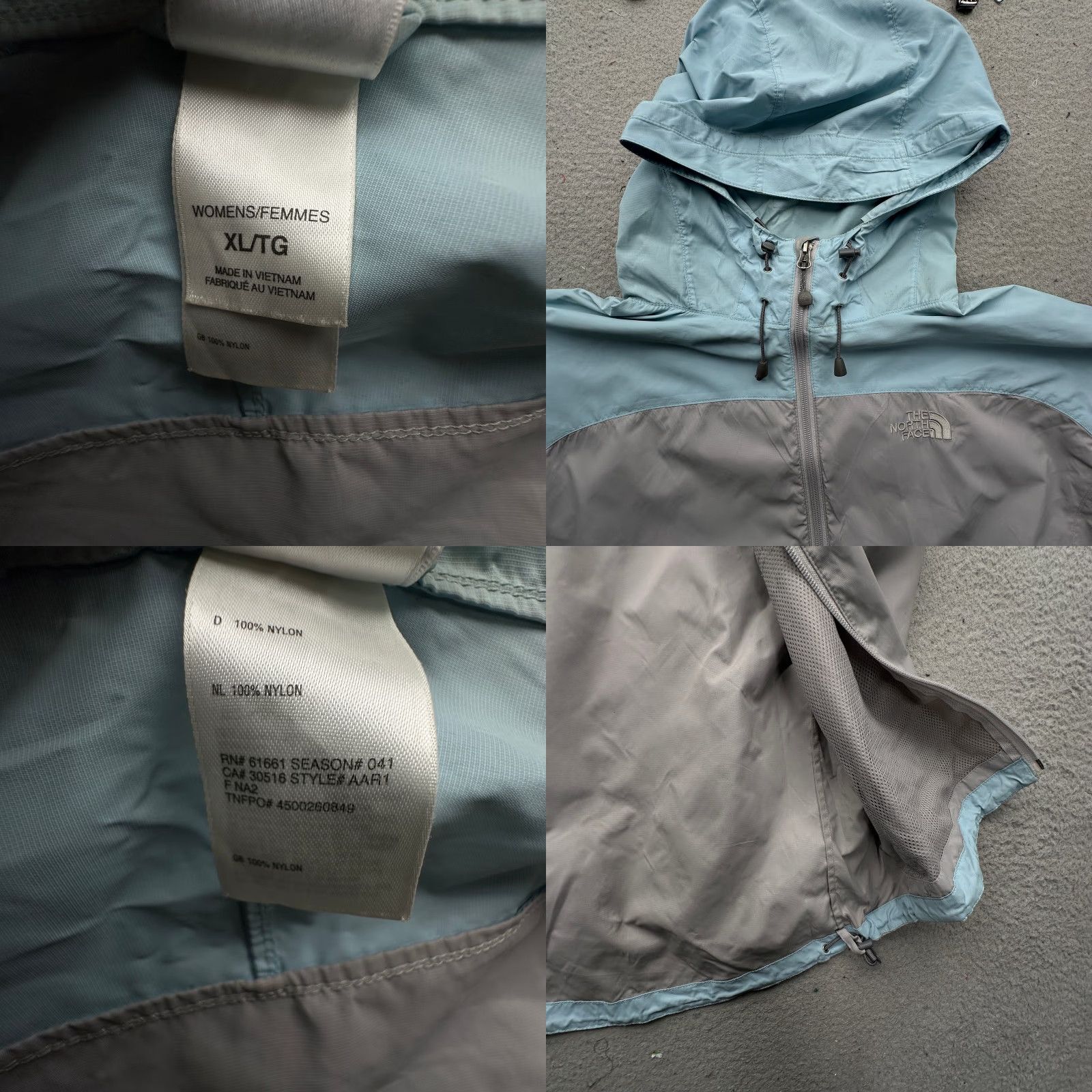 The North Face The North Face Windbreaker Jacket Womens XL Full Zip Hooded Gray Blue with Logo Zipper, Regular Fit, Outdoor, Casual/Workwear/X-Prospects Size XL / US 12-14 / IT 48-50 - 8 Thumbnail