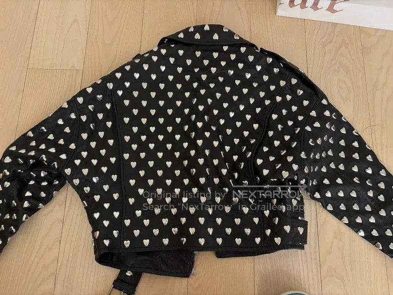 Saint Laurent Paris Saint Laurent Black Heart Studded Leather Jacket- Size US M / EU 48-50 / 2 - 2 Thumbnail