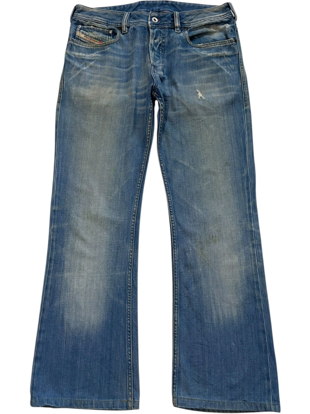 Diesel Vintage Diesel Zathan Blue Wash Distressed Flare Jeans Size US 32 / EU 48 - 1 Thumbnail