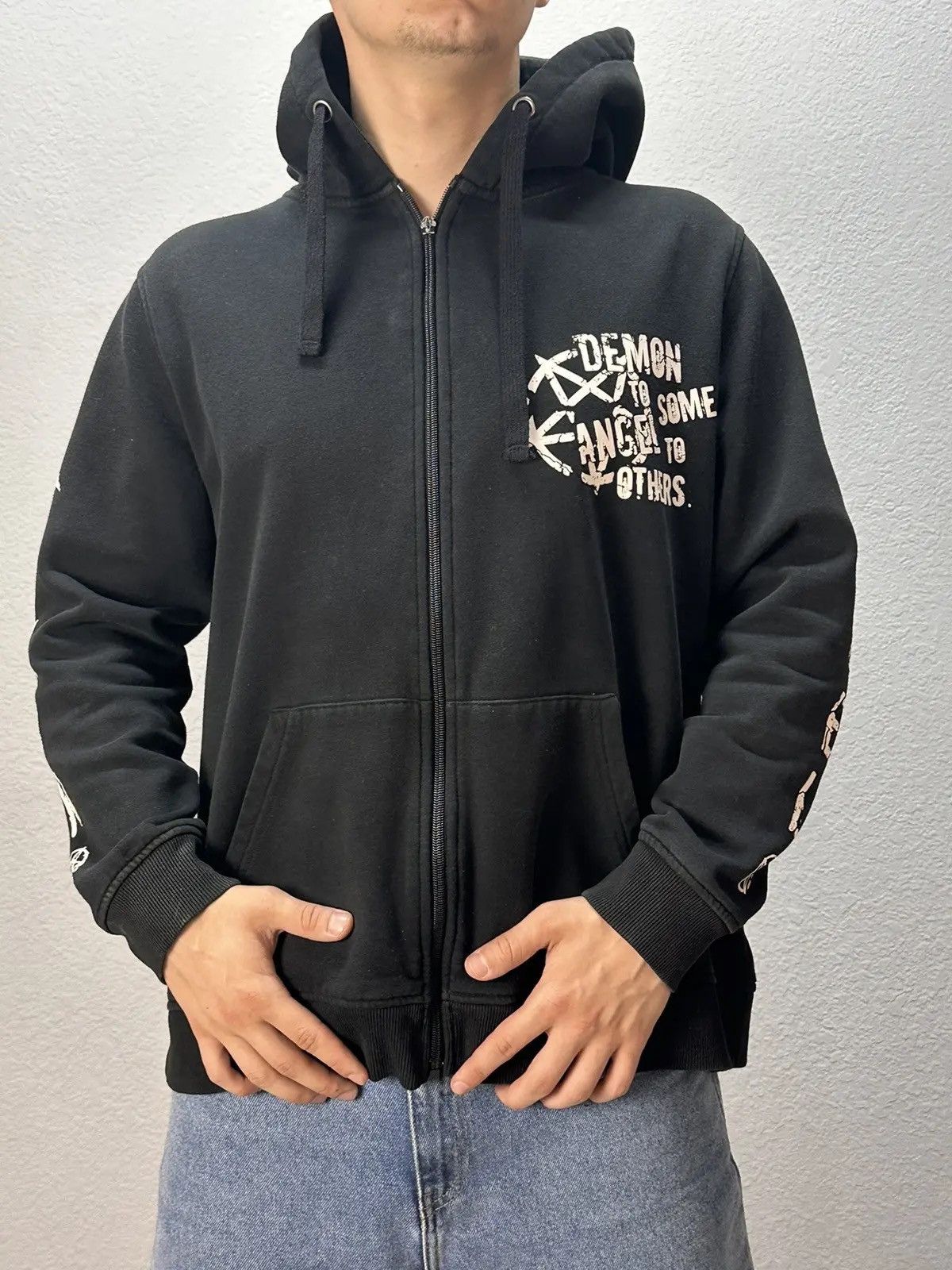 Japanese Brand × Vintage Vintage Hoodie Bones Dragon rock gothic sk8 avangarde Size US M / EU 48-50 / 2 - 3 Thumbnail