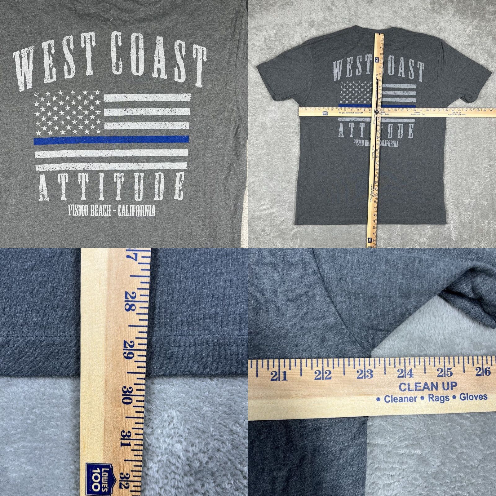 Vintage West Coast Attitude Pismo Beach California Mens Large Dark Heather Gray T-Shirt Size US XL / EU 56 / 4 - 8 Thumbnail