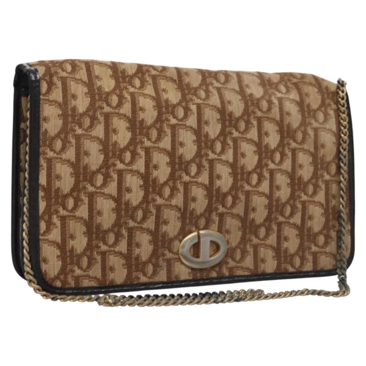 Dior DIOR Trotter Canvas Chain Shoulder Bag Brown Gold Size ONE SIZE - 1 Thumbnail