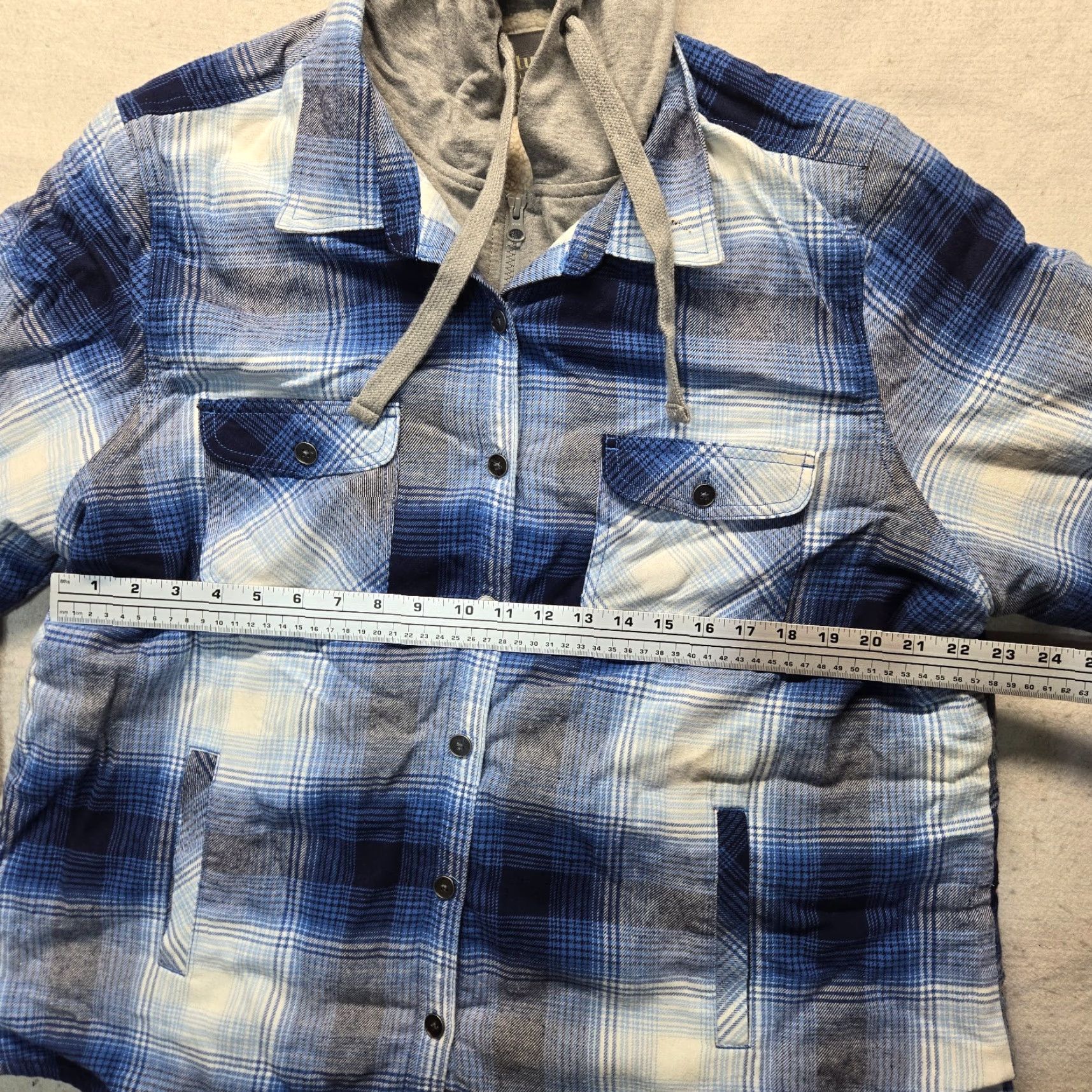 Vintage Natural Men's Blue Plaid Button-Up Jacket - Lined, Flannel, 2XL/XXL, Cotton, Casual, Regular Fit Size US M / EU 48-50 / 2 - 7 Thumbnail