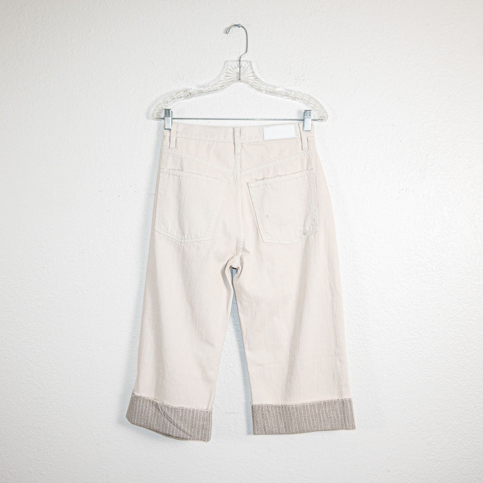 RE/DONE RE/DONE Cuffed super Cropped Denim Jeans Cream white 26waist Size 26" / US 2 / IT 38 - 3 Thumbnail