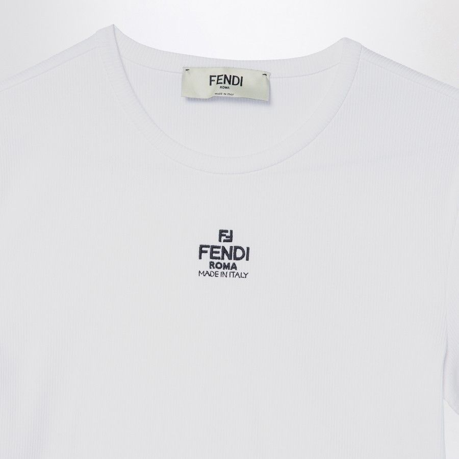 Fendi o1d2blof0824 Cropped T-Shirt With Logo in White Size M / US 6-8 / IT 42-44 - 3 Thumbnail