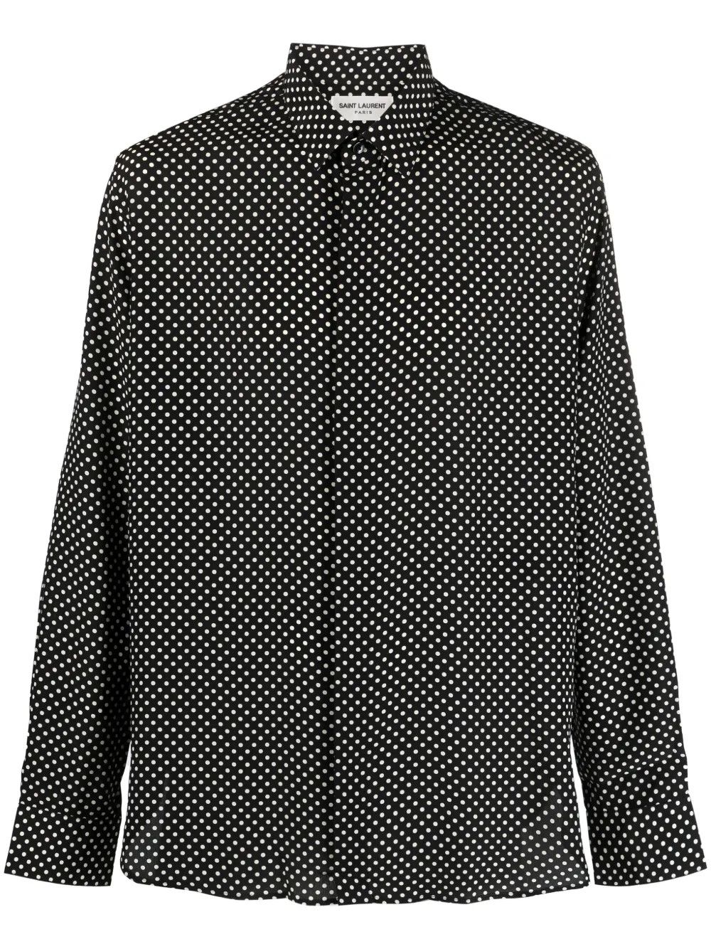 Saint Laurent Paris o1y0325 Patterned Shirt in White/Black Size US M / EU 48-50 / 2 - 1 Thumbnail