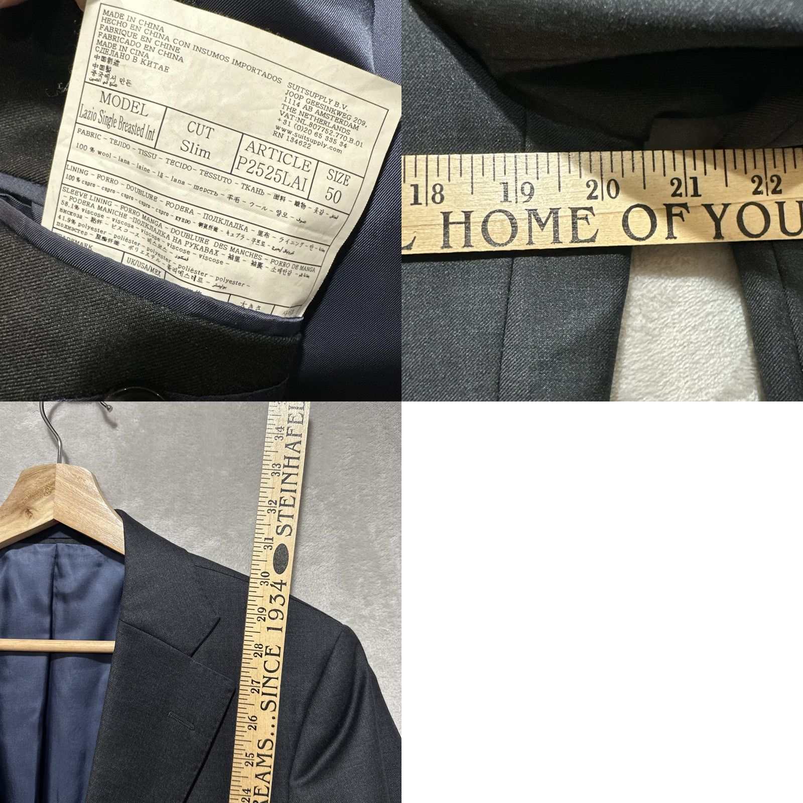 Suitsupply Suitsupply Vitale Barberis Lazio Blazer Single Breasted Men Size 50 Pure Wool Super 110's Charcoal Slim Jacket Blazer Man Mens Dress Coat Vintage No Size 50R - 8 Thumbnail