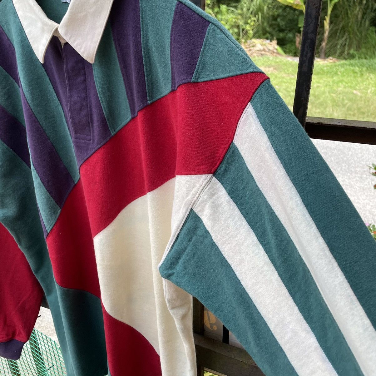 Vintage 🔥Vintage 80s Badge Multicolour Striped Polos Rugby Shirts Size US L / EU 52-54 / 3 - 7 Thumbnail