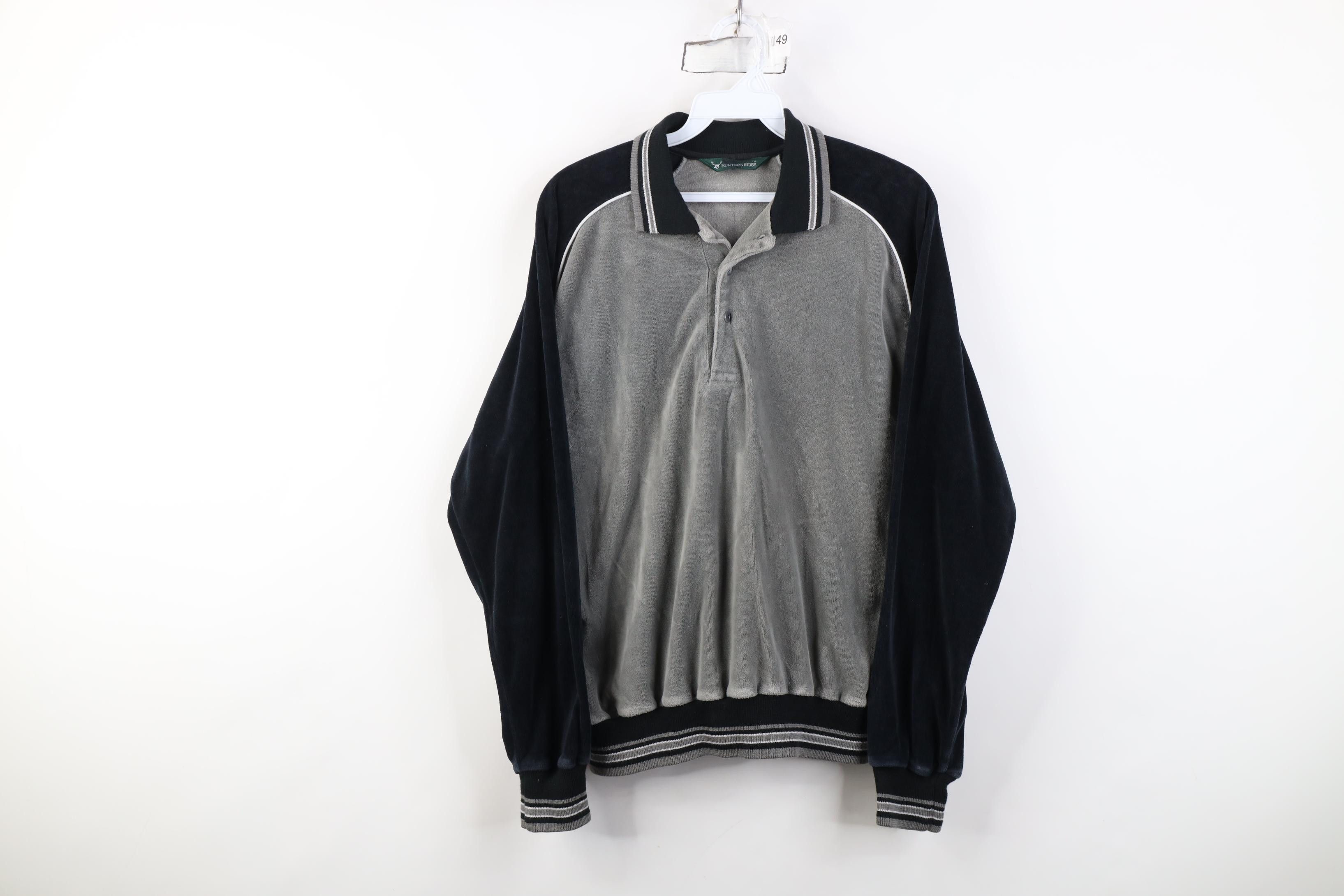 Vintage Vintage 90s Streetwear Block Velour Long Sleeve Polo Shirt Size US M / EU 48-50 / 2 - 1 Thumbnail