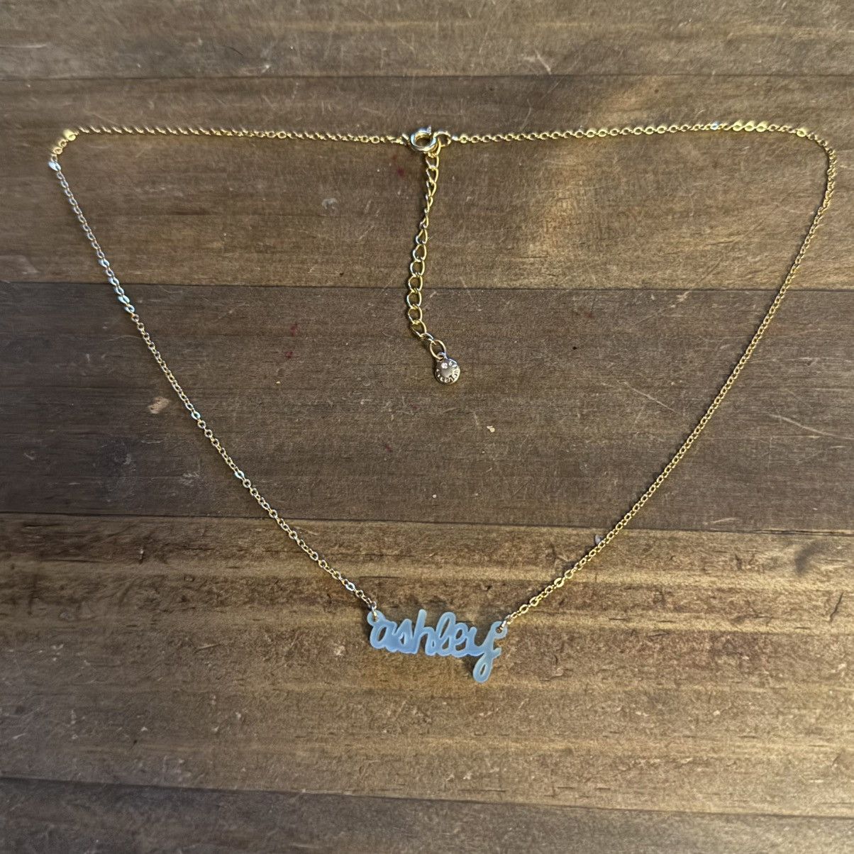 Other BaubleBar gold tone Ashley acrylic name plate necklace Size ONE SIZE - 2 Thumbnail