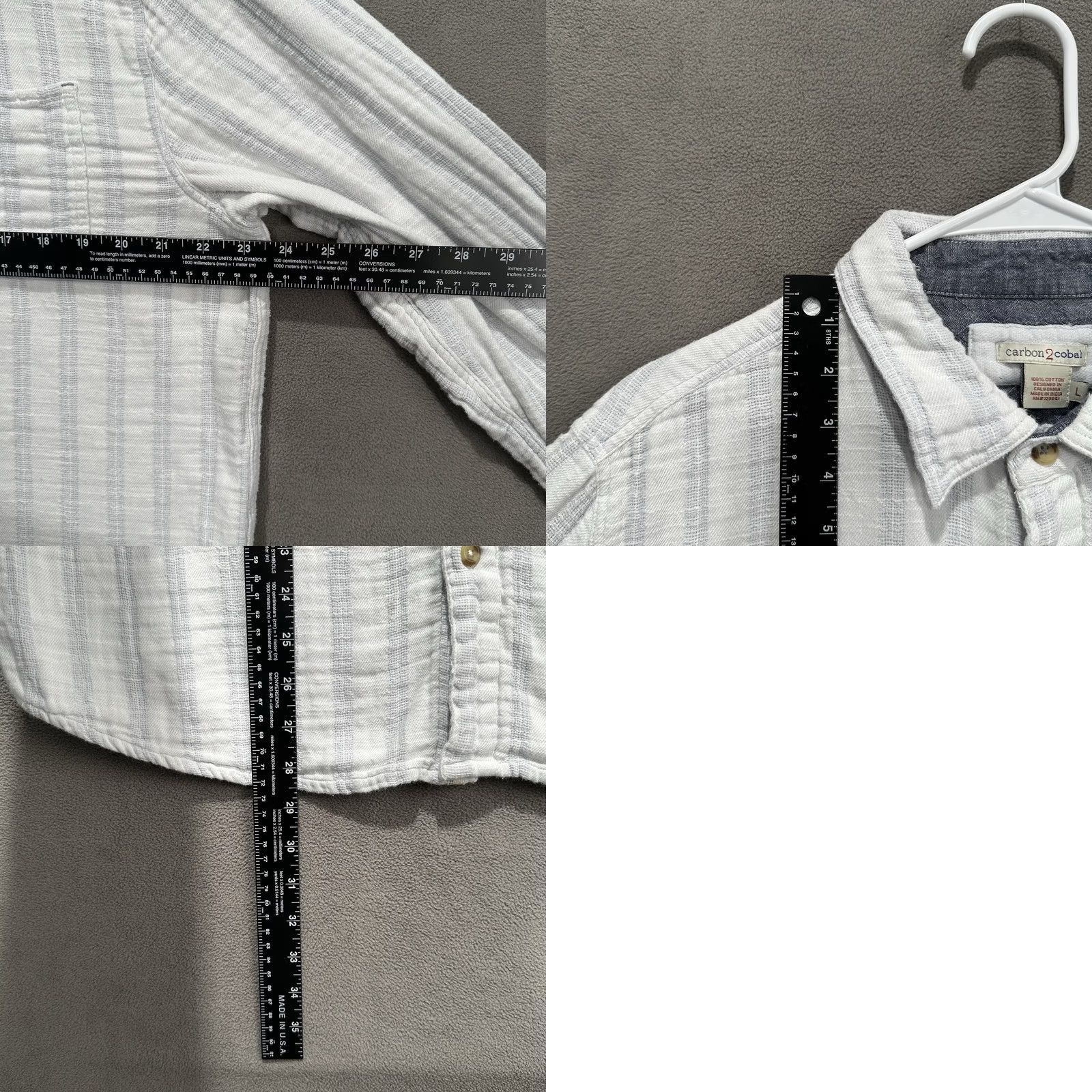 Carbon2Cobalt Carbon2Cobalt Shirt Mens L White Striped Long Sleeve Button Up GUC Size US L / EU 52-54 / 3 - 9 Thumbnail