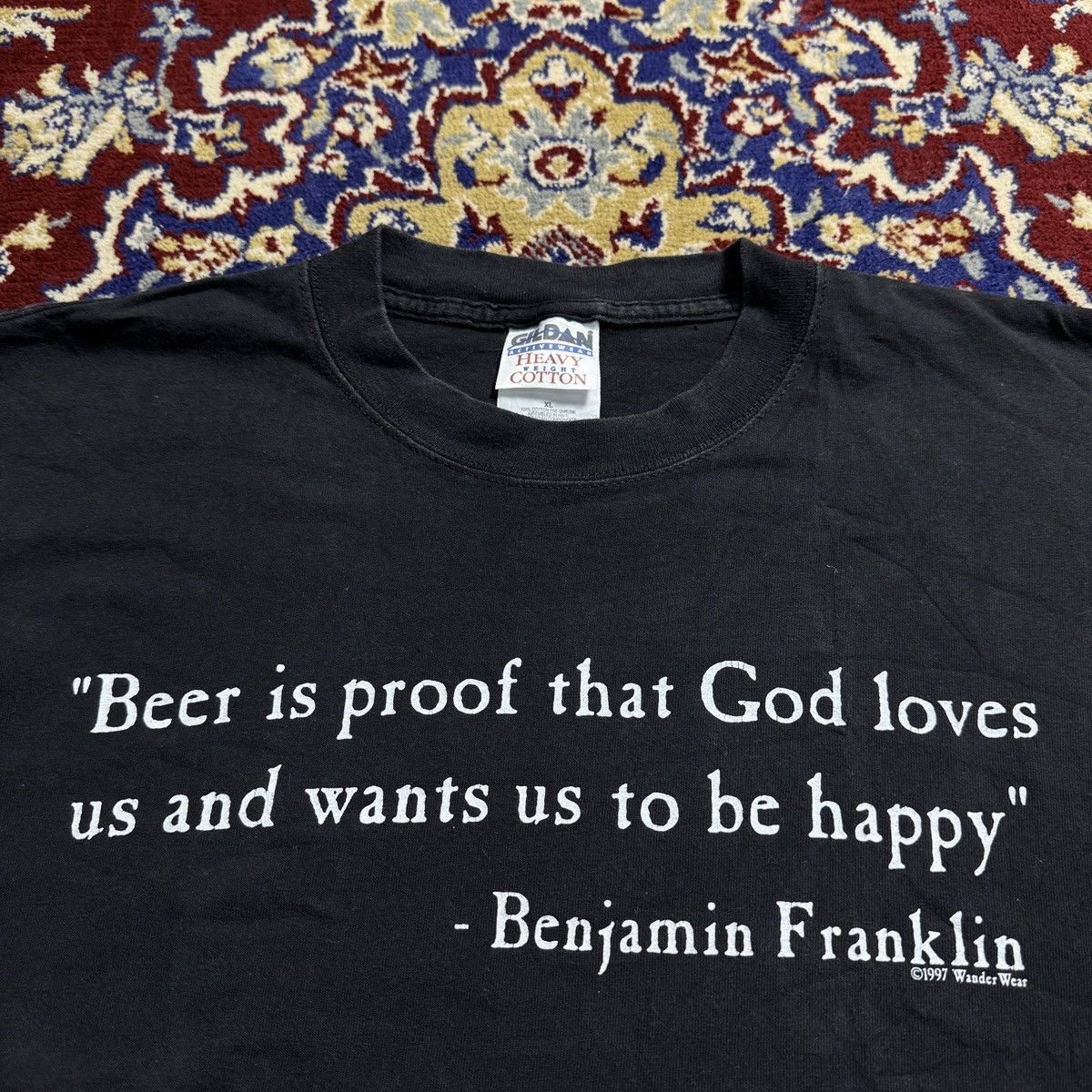 Vintage 90s 00s Benjamin Frankin Beer God love funny tee y2k alcohol Size US XL / EU 56 / 4 - 1 Thumbnail
