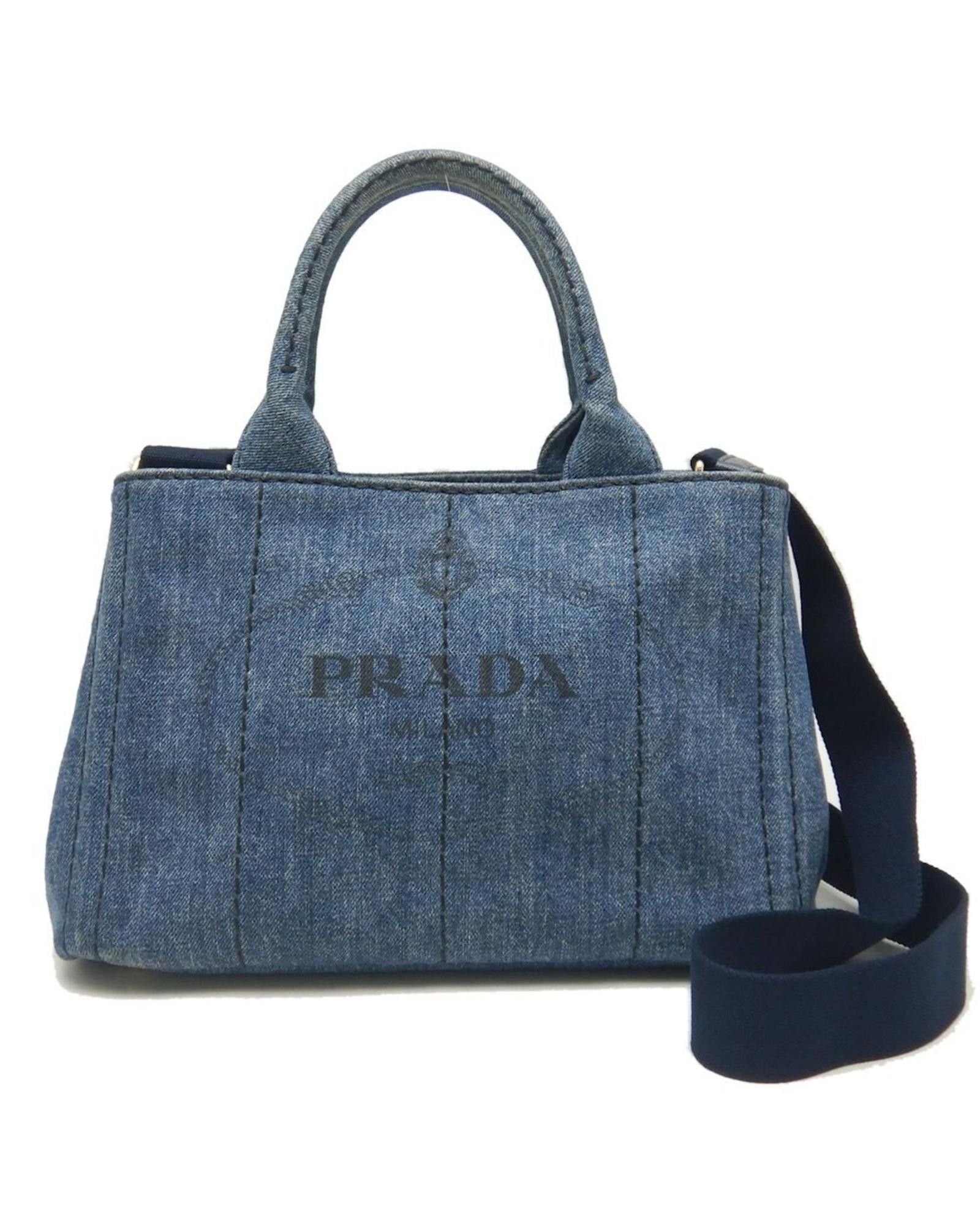 image of Denim Handbag With Shoulder Strap By Prada in Blue, Women's