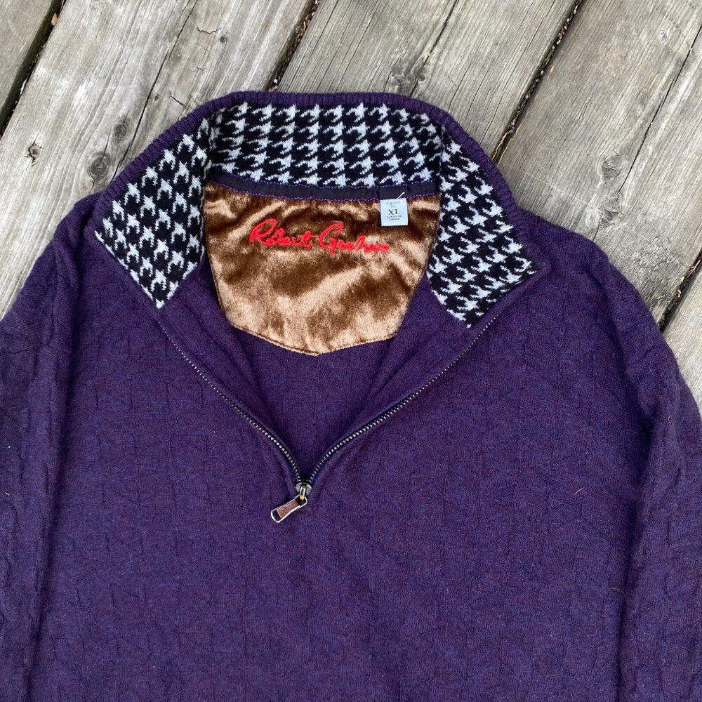 Robert Graham Vintage Robert Graham Stretch Knit 1/4 Zip Pullover 100% Wo Size US XL / EU 56 / 4 - 2 Thumbnail
