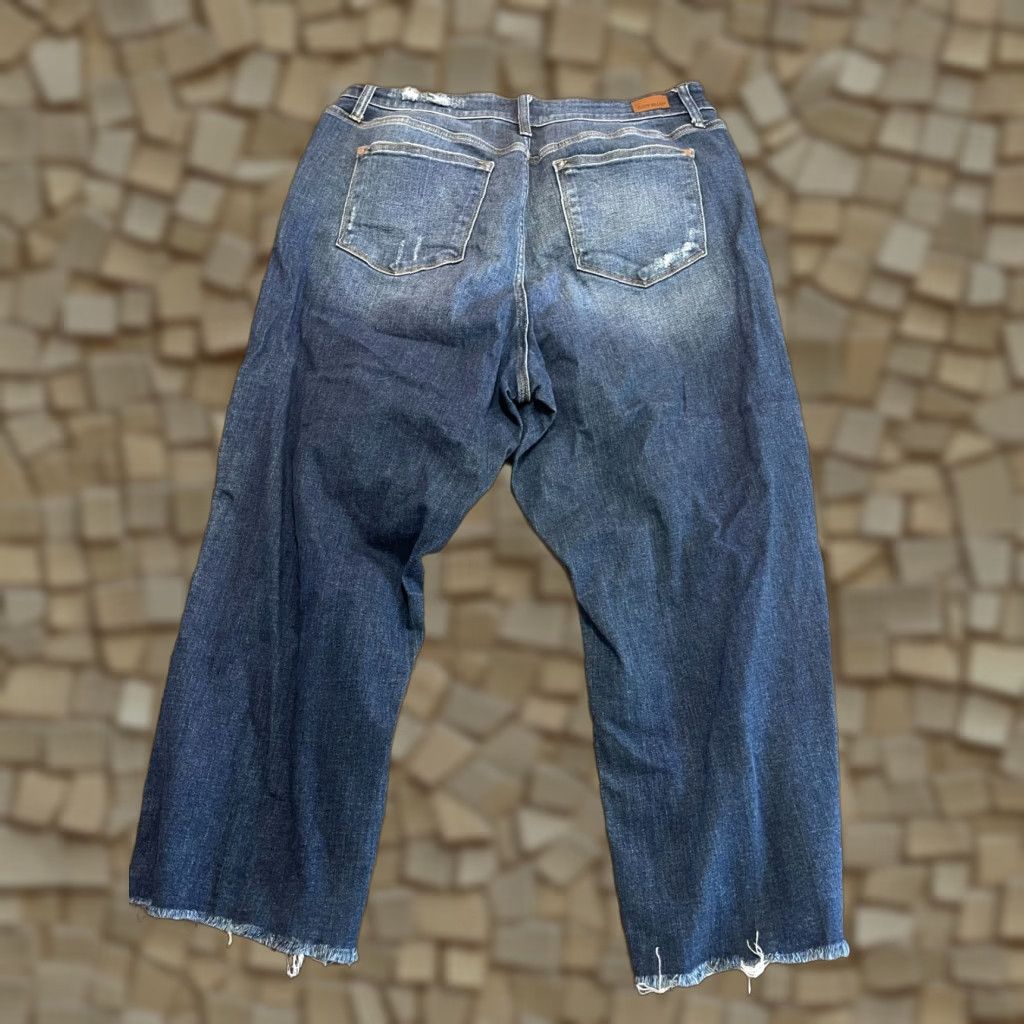 Vintage Judy Blue Jeans Womens Plus 20W Blue Denim Raw Hem Distressed Straight Leg Jeans Size 42" / US 20 - 1 Thumbnail