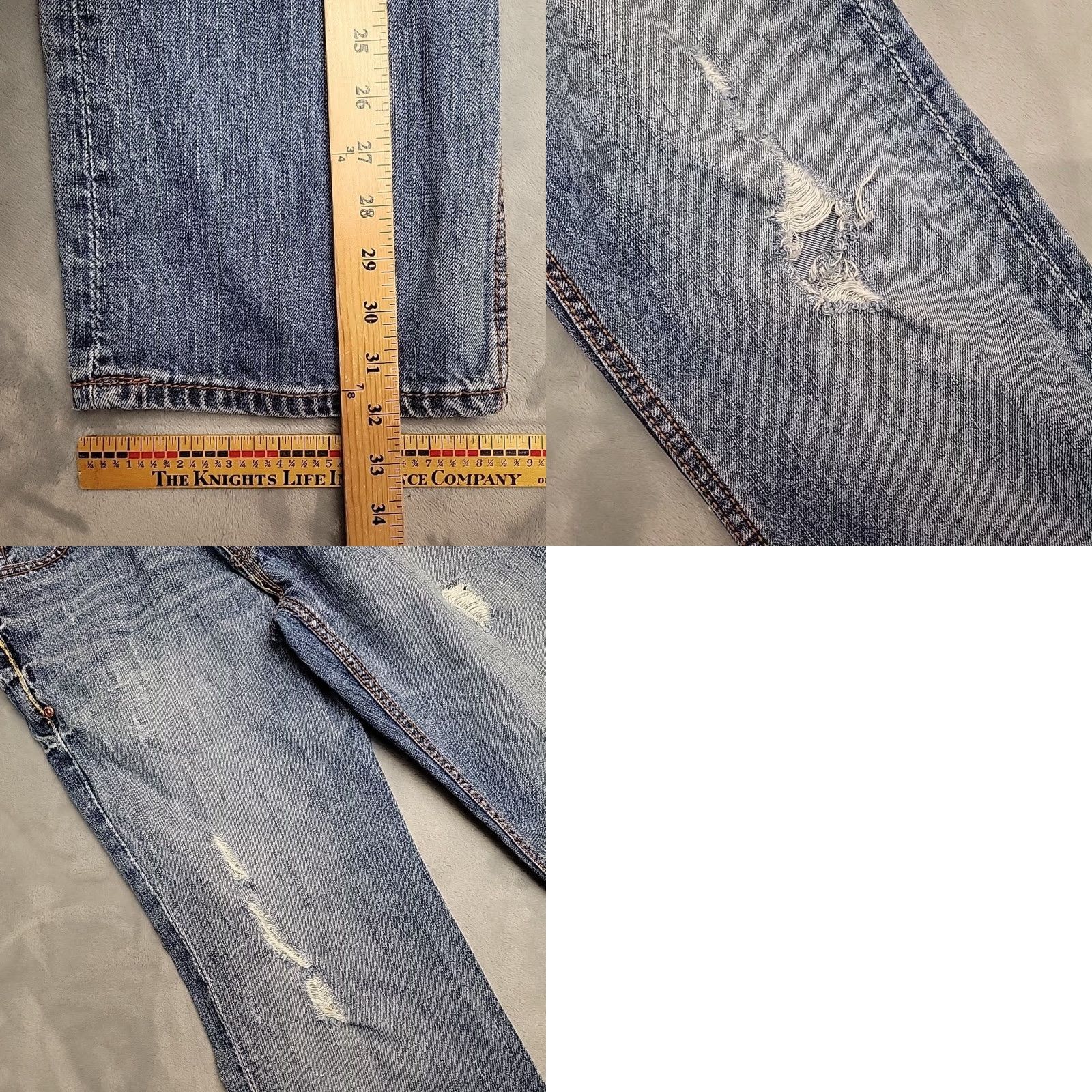 Abercrombie & Fitch VINTAGE Aeropostale Jeans Mens 31x32 Distressed Blue Denim Slim Boot Cut 5-Pocket Design Womens? Mens? Size US 31 - 9 Thumbnail