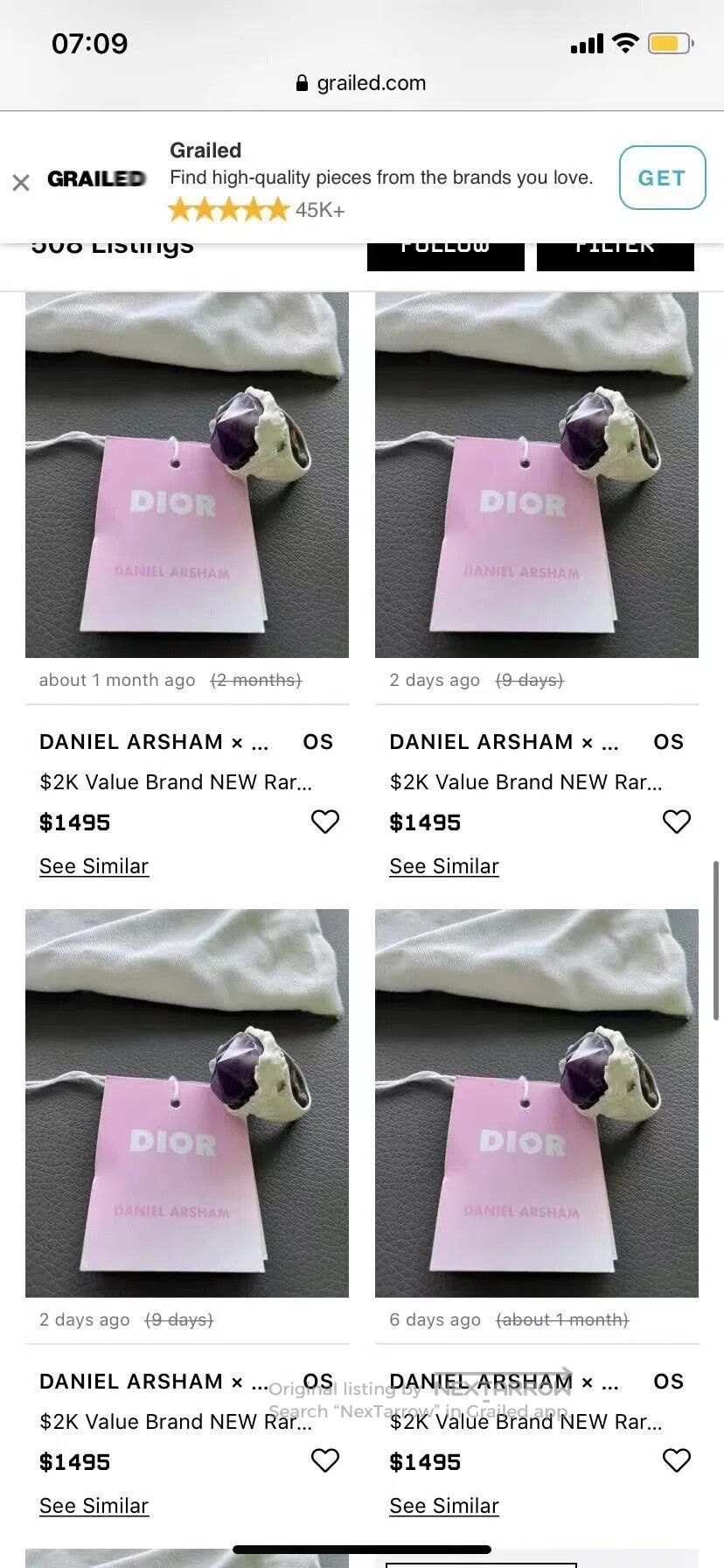 Daniel Arsham Dior Arsham Purple Crystal Cement Ring. Size ONE SIZE - 2 Thumbnail
