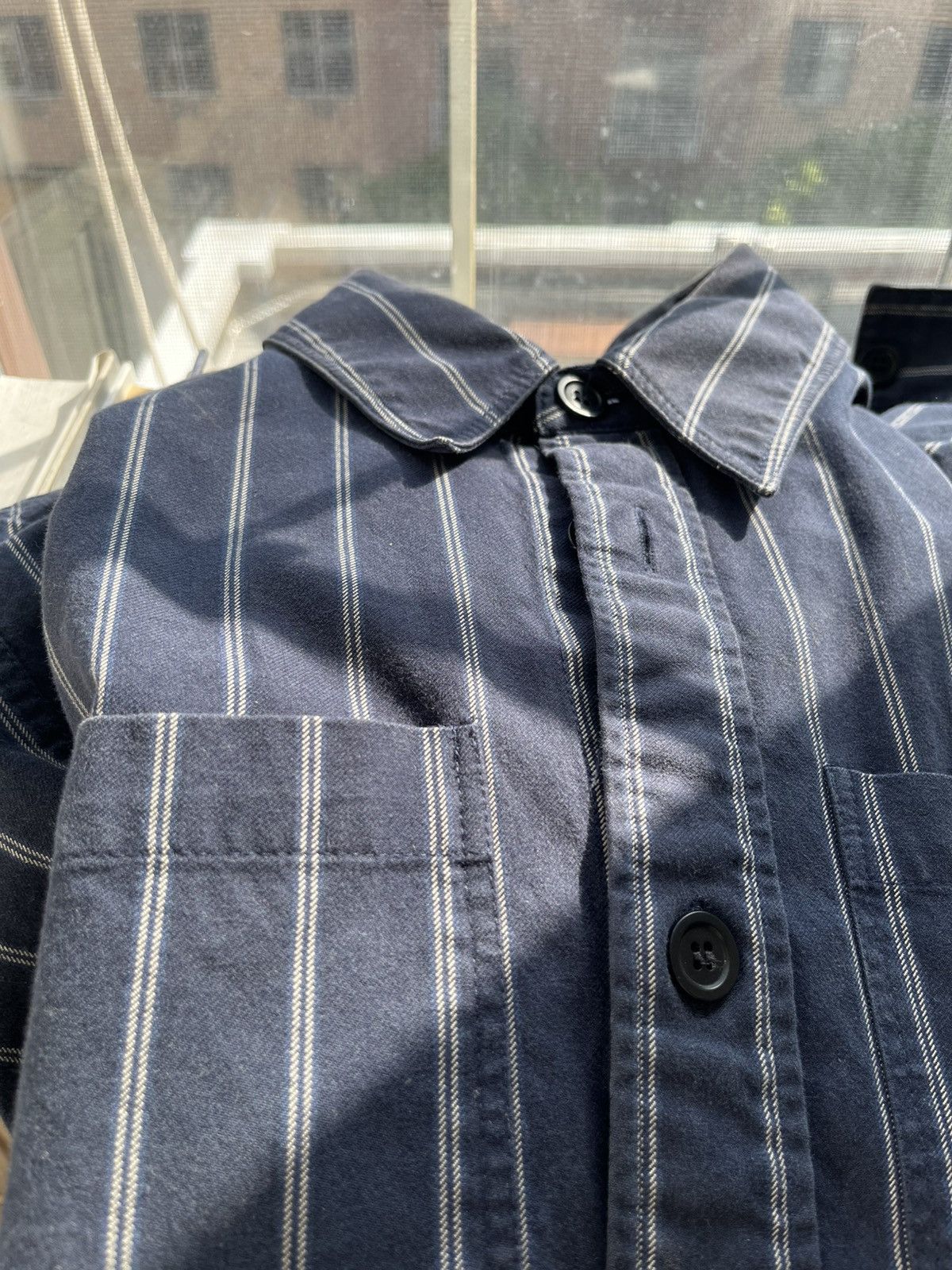 A.P.C. APC “New Bastian” blue/white striped overshirt Size US XS / EU 42 / 0 - 3 Thumbnail