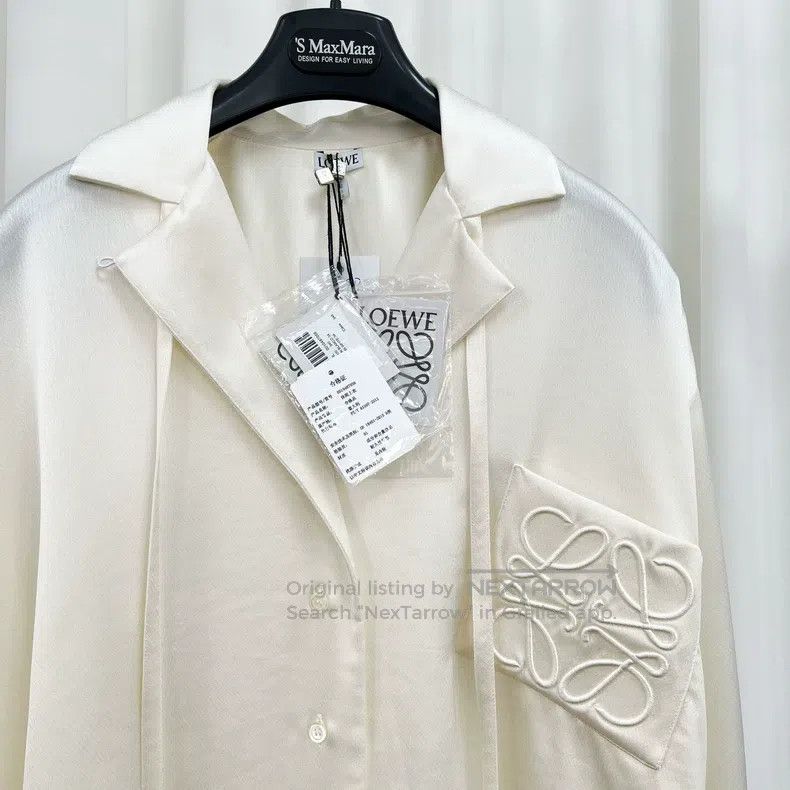 Loewe Loewe Ice thread embroidery logo acetate satin shirt Size XXS / US 00 / IT 34 - 3 Thumbnail