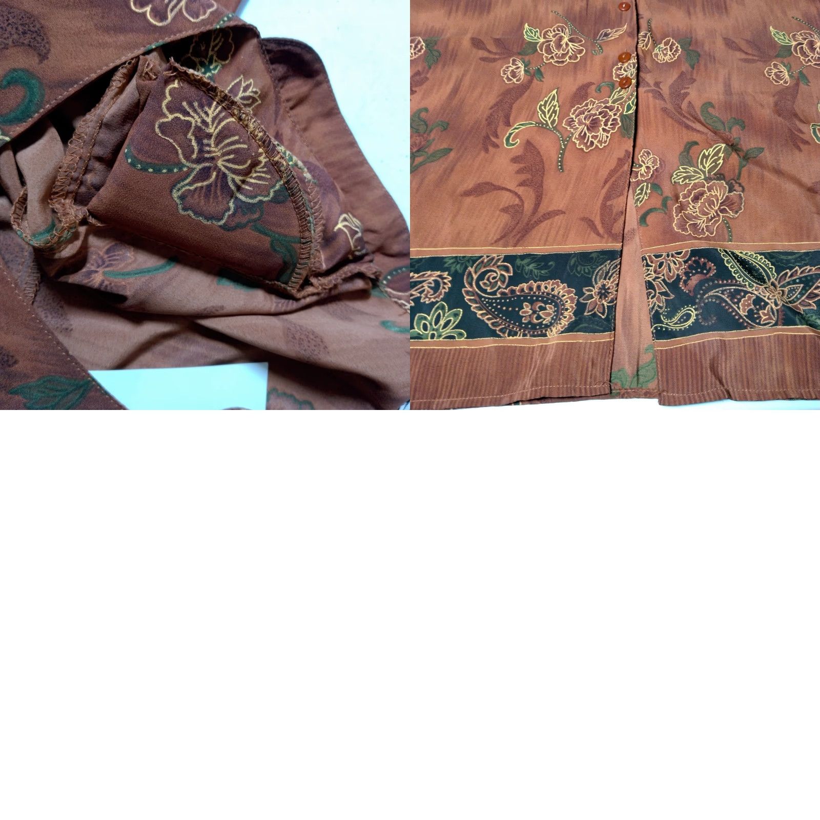 Vintage VINTAGE Momentum Blouse Plus Size 2X Brown Floral Button Tie Back Short Sleeve V Neck 90s Womens Size XXL / US 16-18 / IT 52-54 - 10 Thumbnail