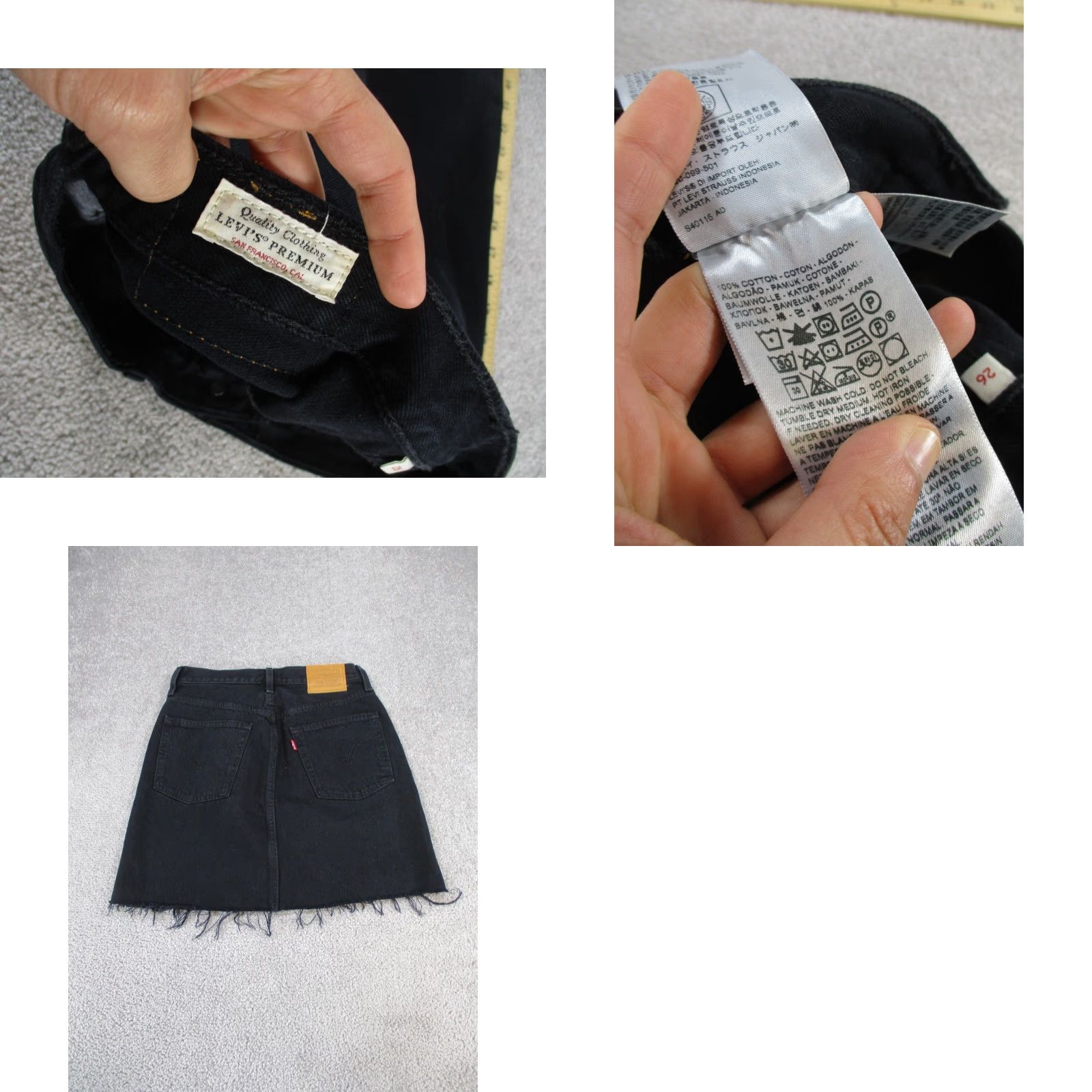 Levi's Levis Skirt Womens 26 Black Denim A Line Mini Frayed Hem Size 26" / US 2 / IT 38 - 8 Thumbnail