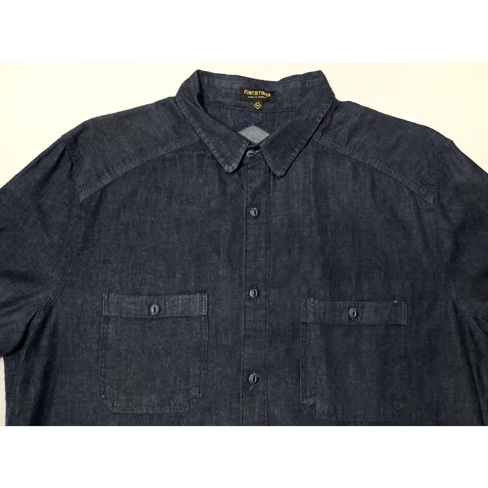 Flint And Tinder Flint and Tinder Shirt Mens 2XL Blue Denim Western Long Sleeve Workwear USA Size US XXL / EU 58 / 5 - 2 Thumbnail