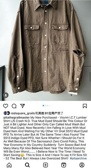 Visvim Visvim ICT Lumber Shirt N.D. Crash Mud Overdye size3 | Grailed