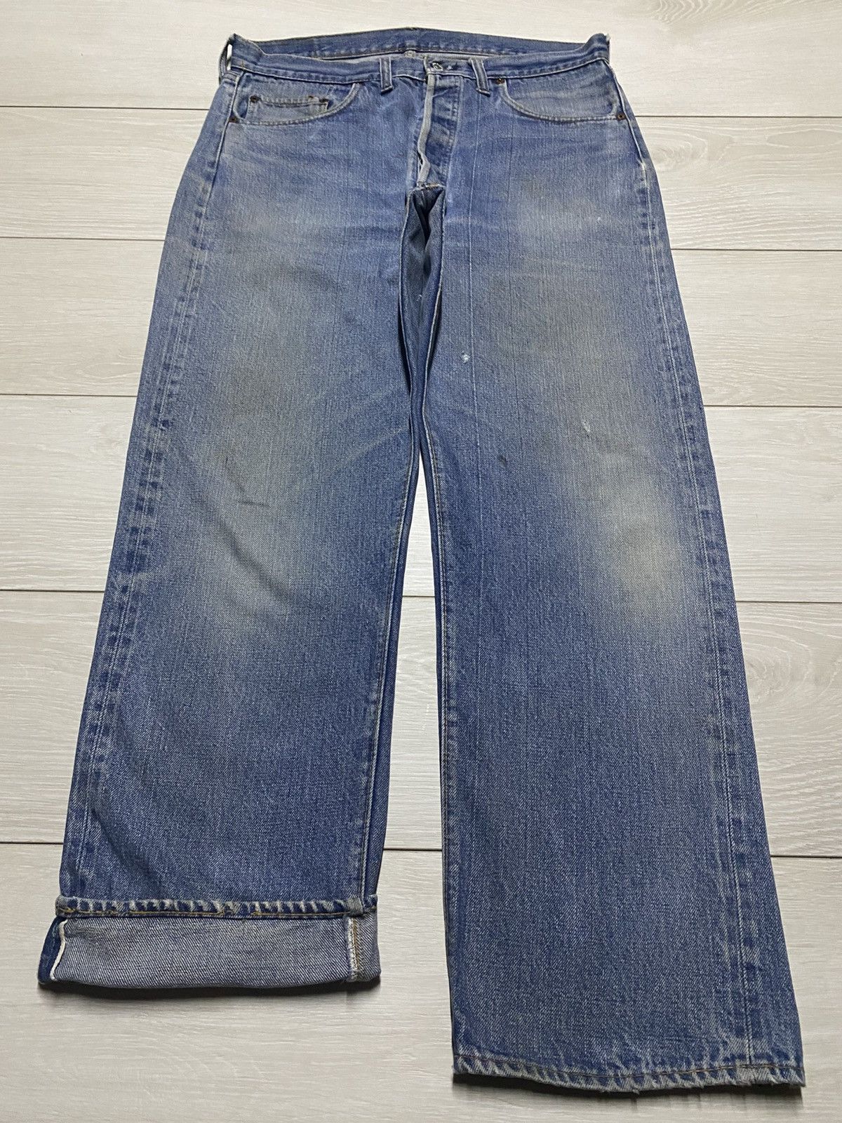 Levi's W34 Vintage Levis 501 70s Selvedge Rindem No6 ButtonFly Jean Size US 34 / EU 50 - 1 Thumbnail