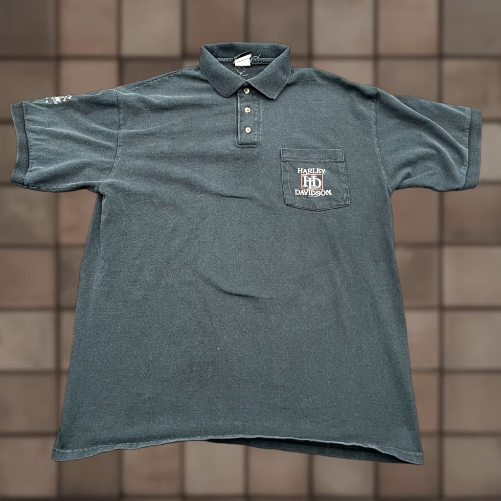 Harley Davidson VINTAGE Harley-Davidson Polo Shirt Men L Black Cotton Motorcycle Biker Shirt Size US L / EU 52-54 / 3 - 1 Thumbnail