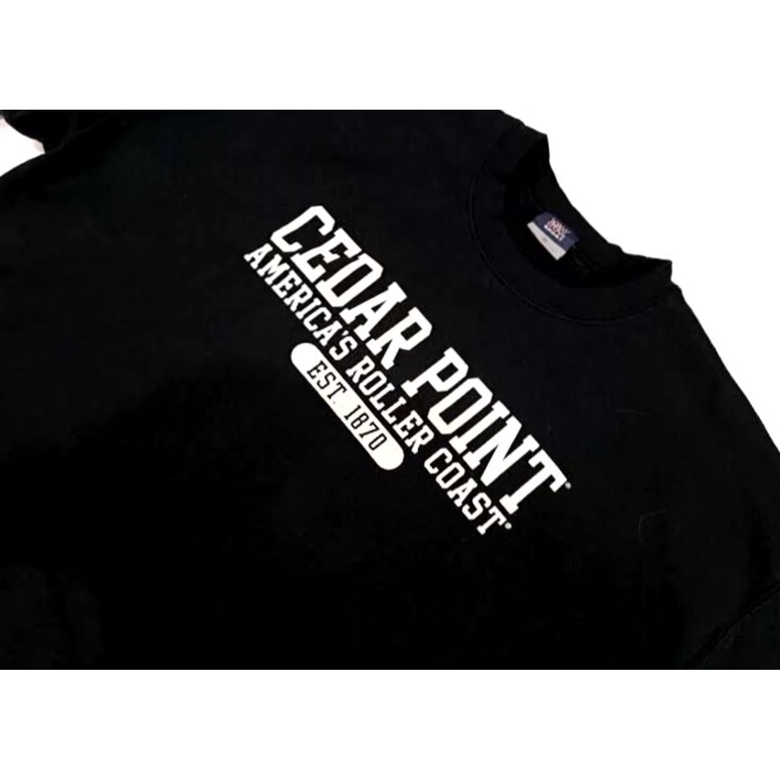 Vintage MV Sport Cedar Point Americas Roller Coast Sweatshirt XL Black Printed Pullover Men Size US XL / EU 56 / 4 - 3 Thumbnail