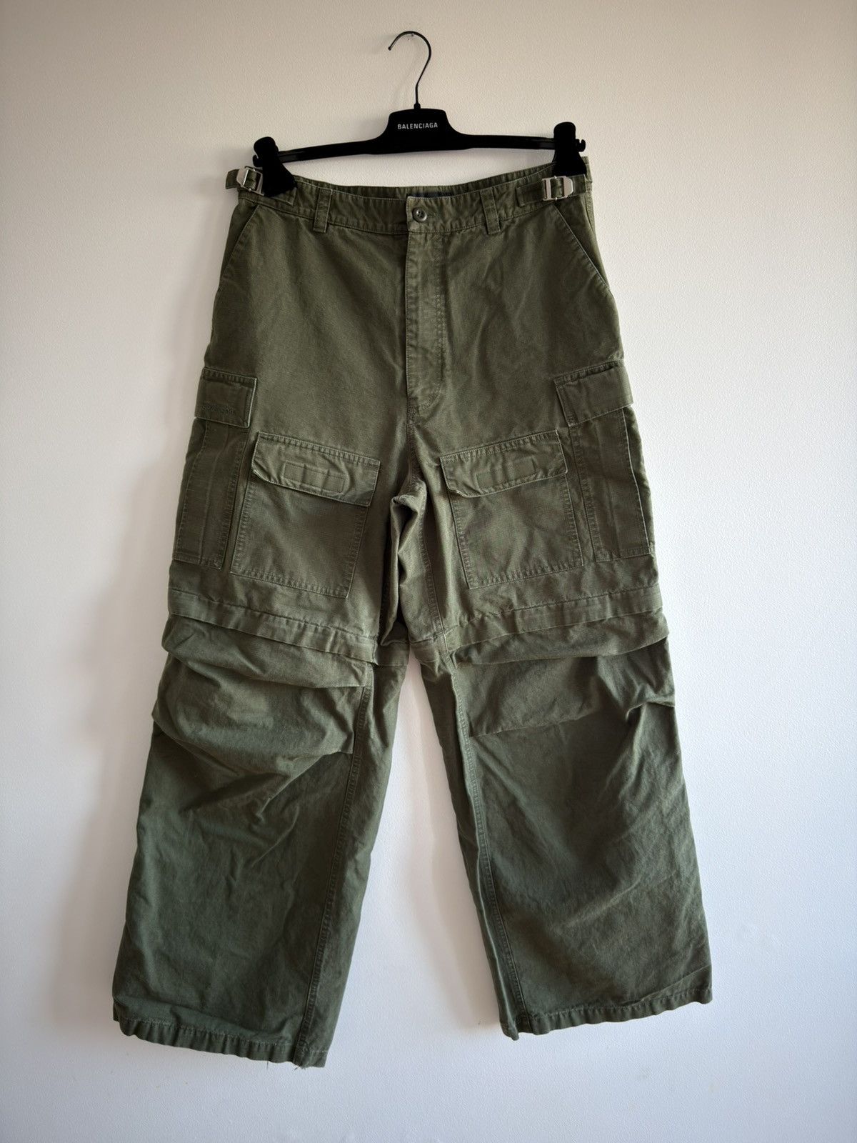 Balenciaga *DEMNA* BALENCIAGA RIPSTOP CARGO BAGGY PANTS Sz 48 green Size US 32 / EU 48 - 1 Thumbnail