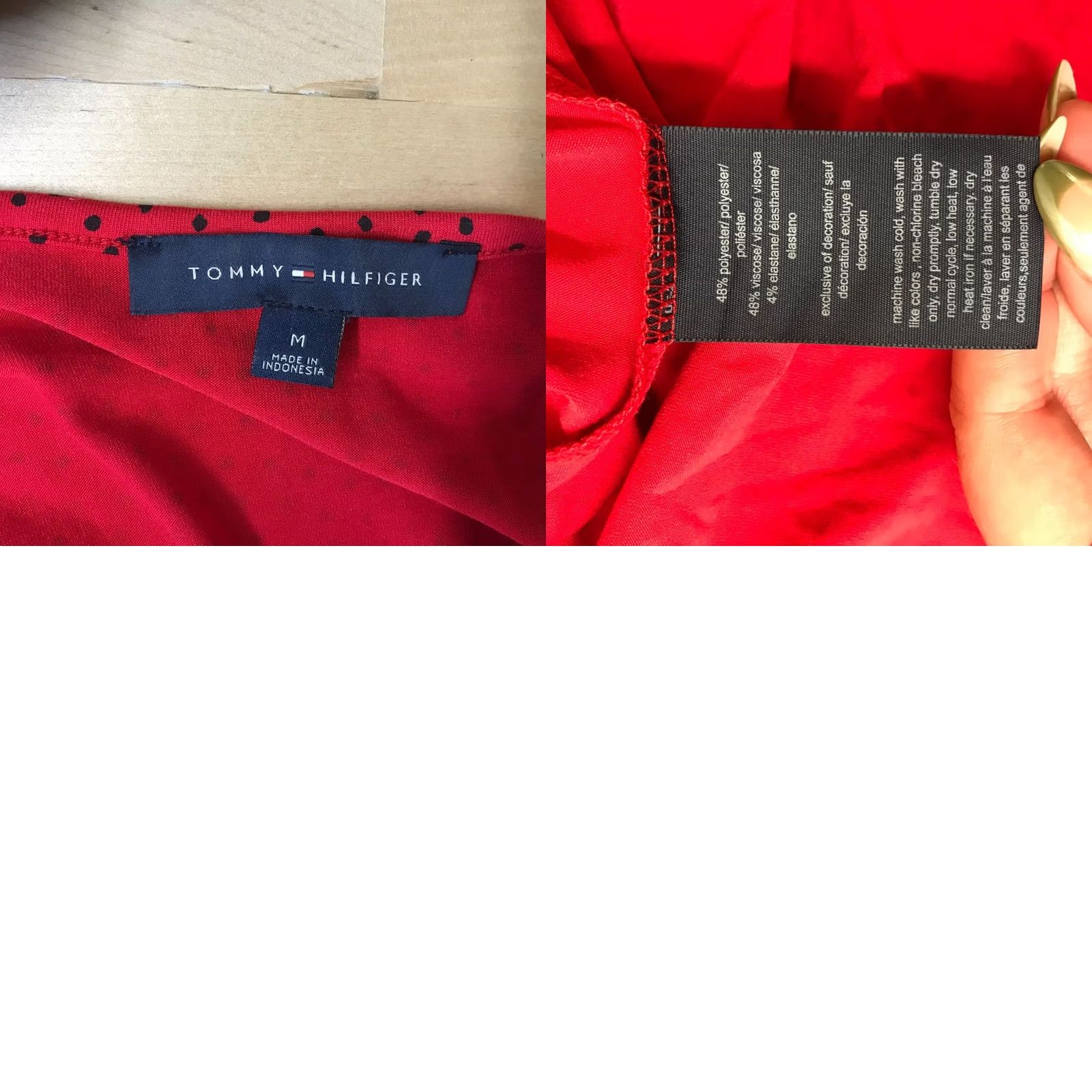 Tommy Hilfiger TOMMY HILFIGER Womens M Red Short Sleeve Ruffle Layered Midi Maxi Dress Size 32" / US 10 / IT 46 - 8 Thumbnail