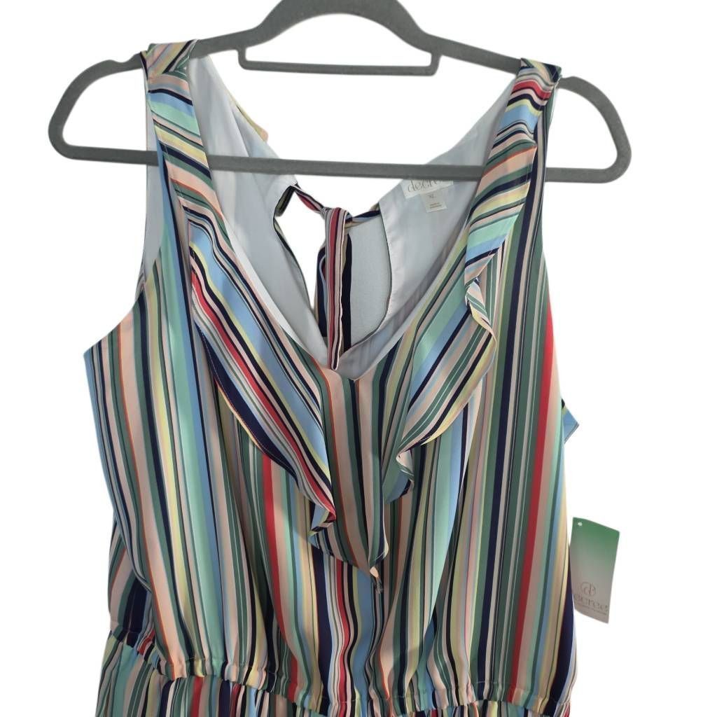 Decree Decree Women's Size XL Multicolored Striped Ruffle Front Blo Size XL / US 12-14 / IT 48-50 - 3 Thumbnail