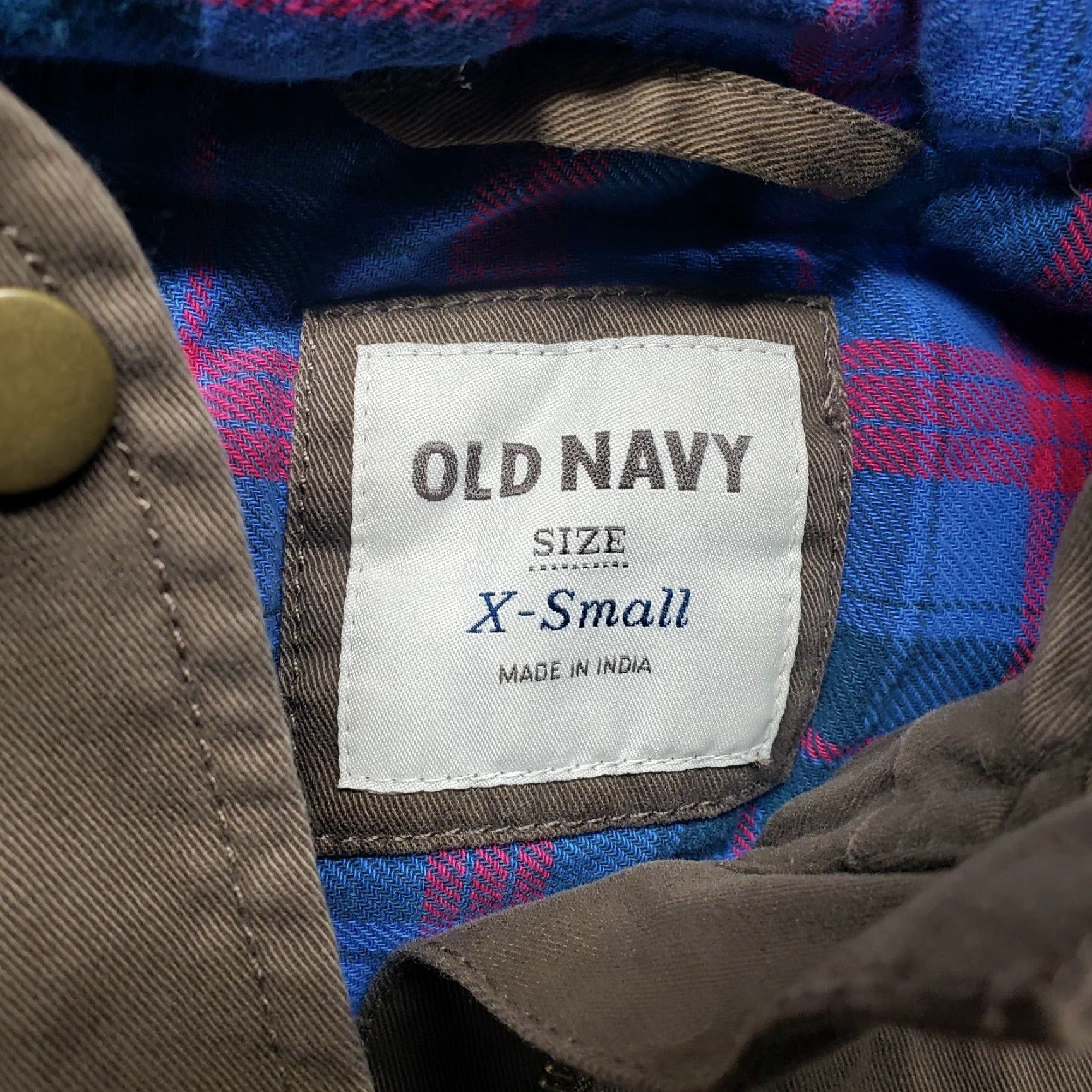 Old Navy Old Navy Hooded Field Jacket Zip Front Brown Plaid Lined Women's XS Size XS / US 0-2 / IT 36-38 - 3 Thumbnail
