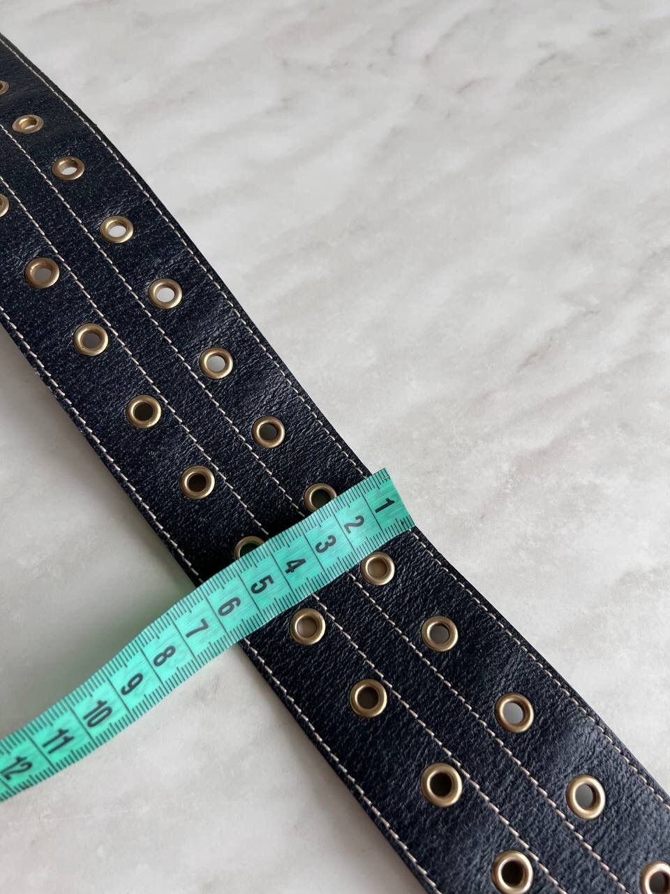 Max Mara × Vintage Max Mara Vintage Black Leather Big Belt Italian Punk Rock Size ONE SIZE - 12 Thumbnail