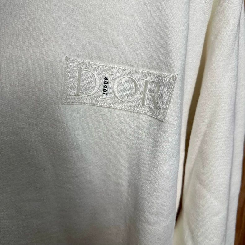Dior Dior x Sacai White Deconstructed Sweatshirt-2505 Size US L / EU 52-54 / 3 - 3 Thumbnail