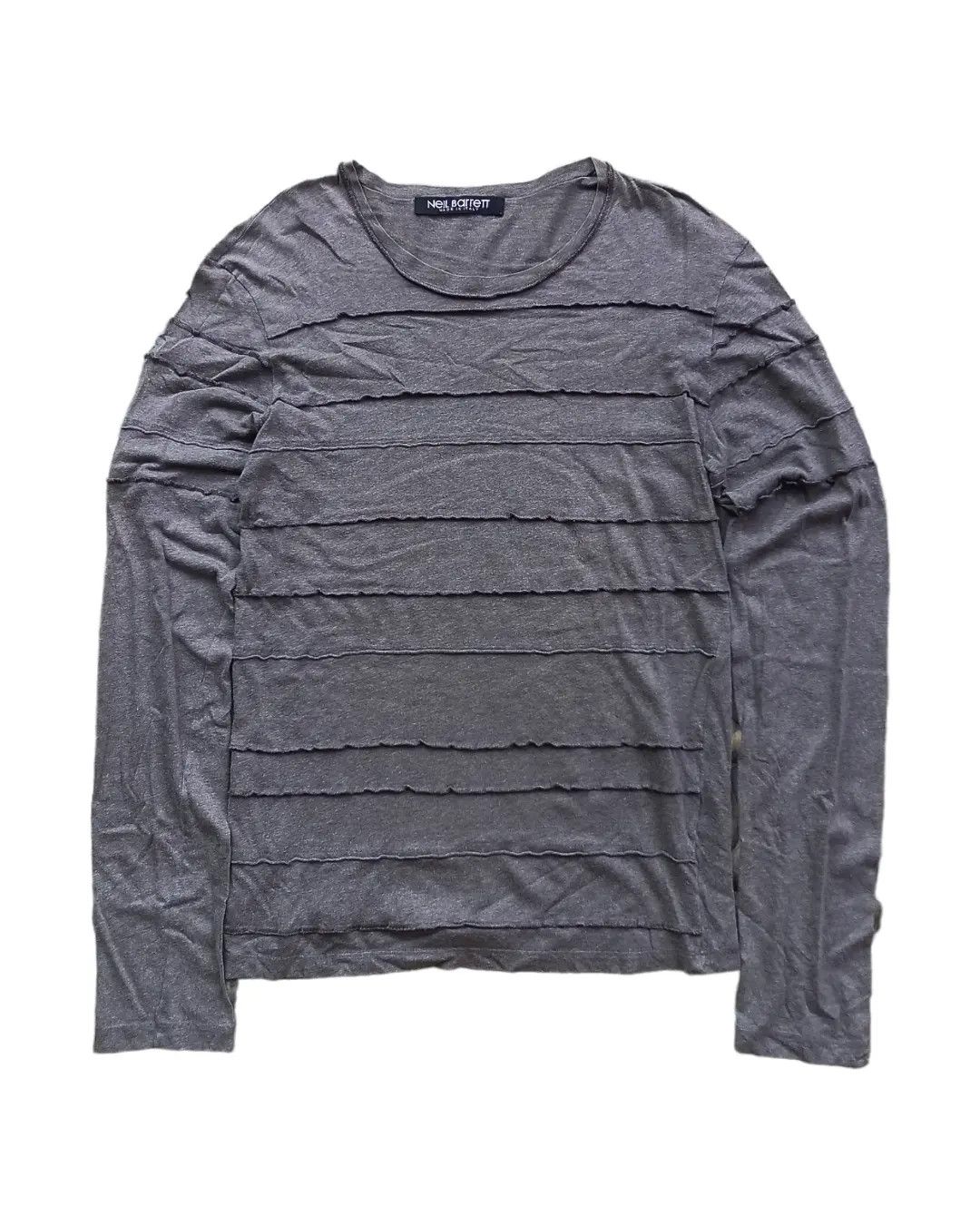 image of Neil Barrett Neil Barret Cut And Sew Longsleve Tshirt in Grey, Men's (Size Small)