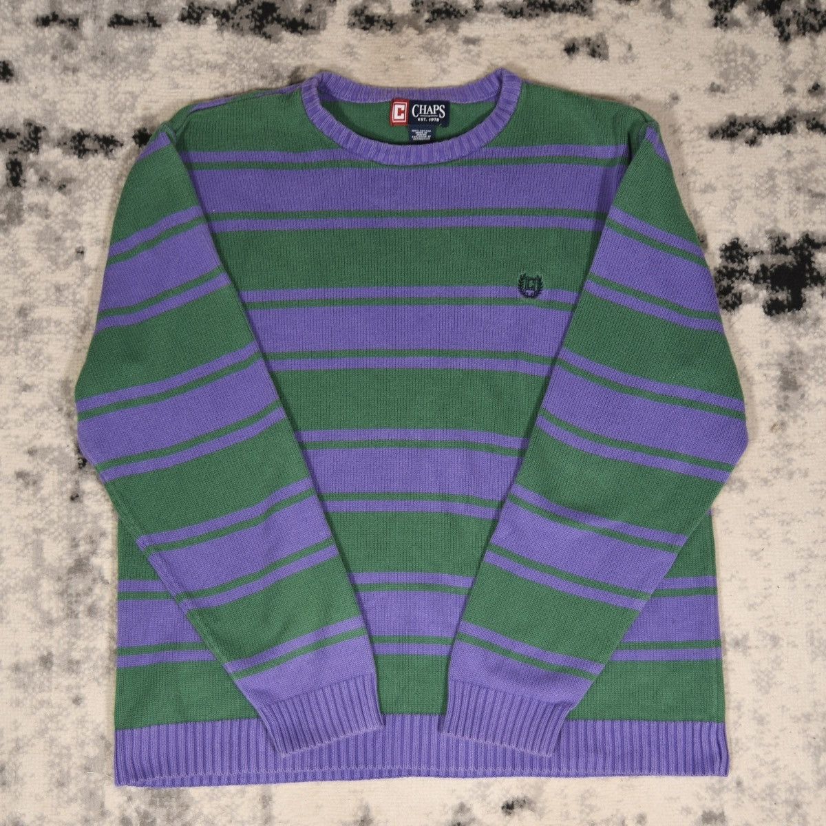 Chaps Vintage Chaps Green Purple Stripped Sweater Size US L / EU 52-54 / 3 - 3 Thumbnail
