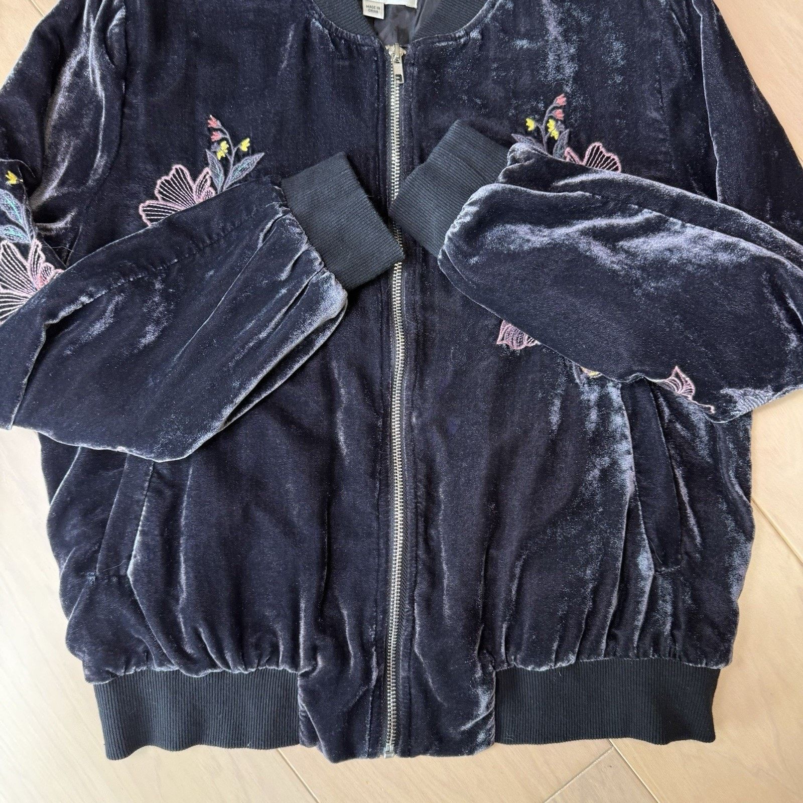 Other JOA Jacket Women's Medium Black Velvet Embroidered Full Zip Size M / US 6-8 / IT 42-44 - 6 Thumbnail