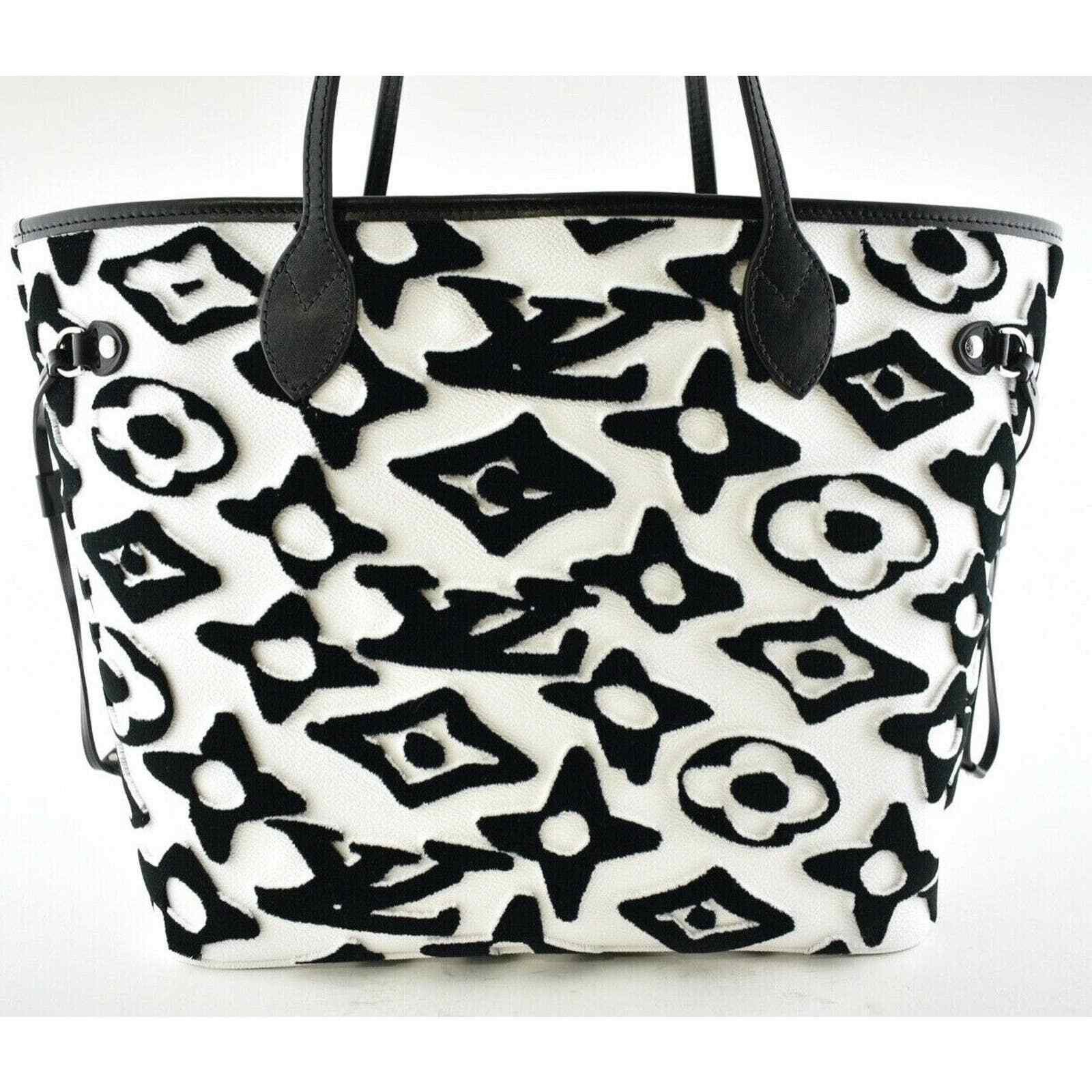 Louis Vuitton Louis Vuitton Neverfull Black White Handle Shoulder Bag Size ONE SIZE - 5 Thumbnail