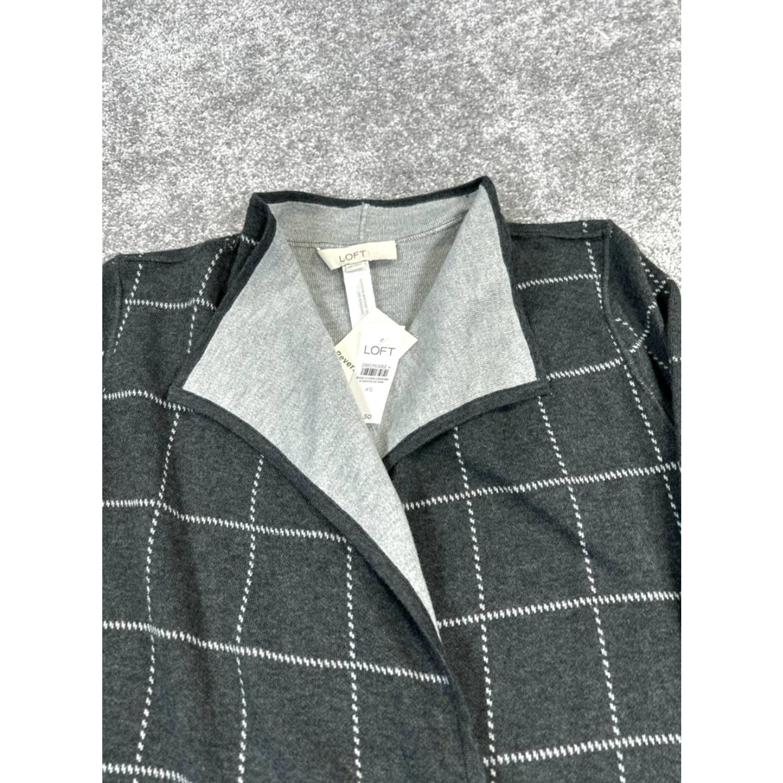 Loft VINTAGE LOFT Womens Sweater Cardigan Open Front XS Black Gray Cotton Casual Fall Winter Size XS / US 0-2 / IT 36-38 - 2 Thumbnail