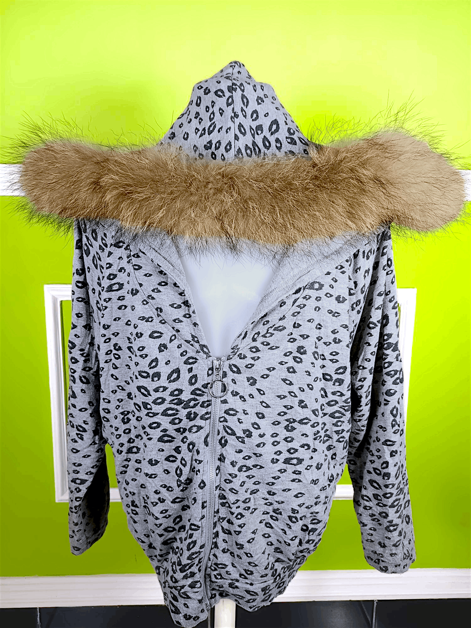 Japanese Brand × Le Grande Bleu (L.G.B.) LIQUID GIRL Oversized Fur Leopard Batwing Zip Hoodie Size US XXL / EU 58 / 5 - 2 Thumbnail