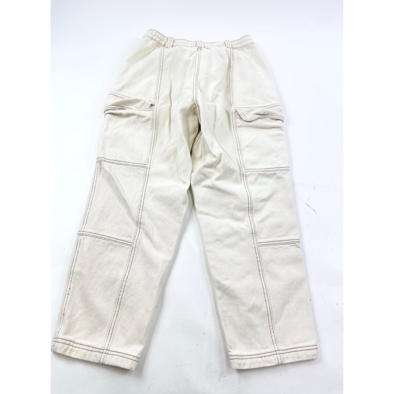 Pacsun PacSun Pants Womens Large Ivory Cargo Pocket Double Stitch Comfort Elastic Waist Pants Size 36" / US 14 / IT 50 - 2 Thumbnail