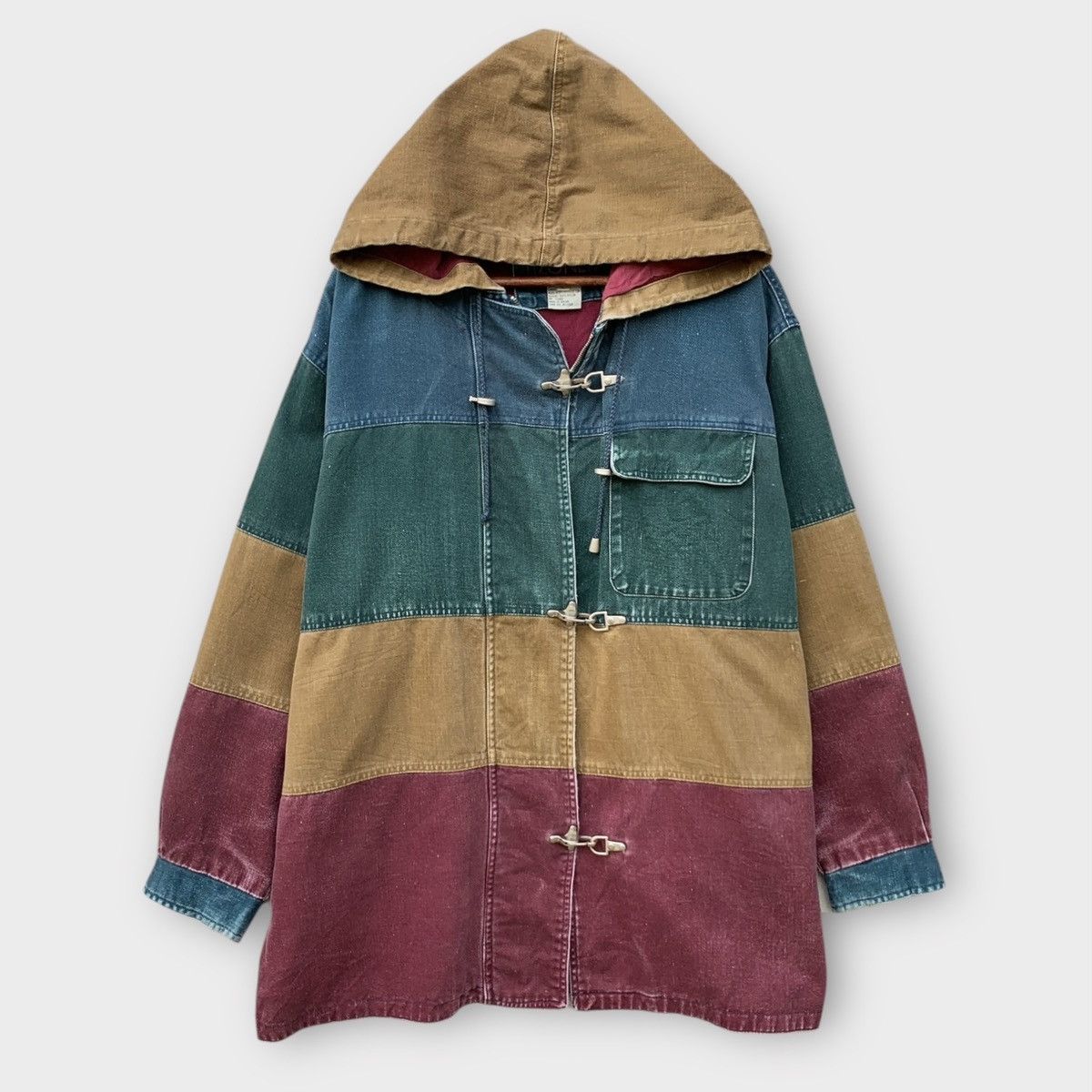 Vintage VINTAGE COLOUR BLOCK CLIMATE ZONE DENIM HOODIE JACKET Size US XL / EU 56 / 4 - 1 Thumbnail