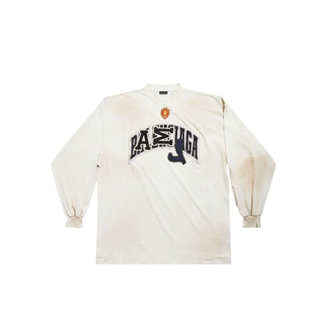 Balenciaga o1la1rc1a1124 Skater Long Sleeve T-Shirt Oversized White Size US M / EU 48-50 / 2 - 1 Thumbnail