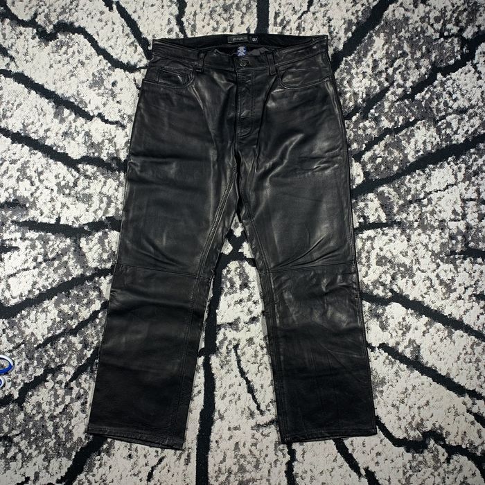 STRAIGHT FIT LEATHER PANTS - Black