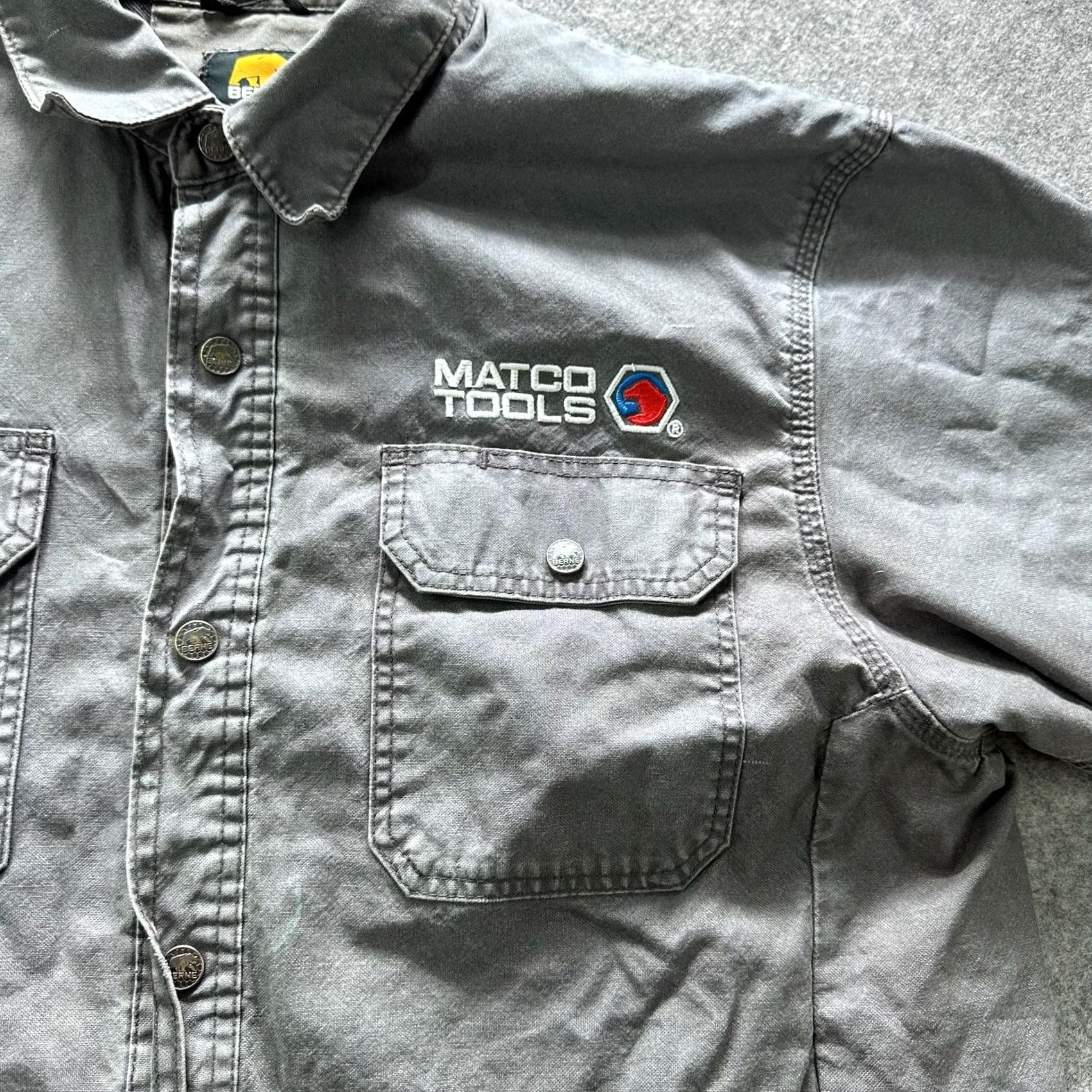 Vintage VINTAGE Berne Jacket Mens L Gray Matco Tools Canvas Flannel Lined Workwear USA Flag Size US L / EU 52-54 / 3 - 5 Thumbnail