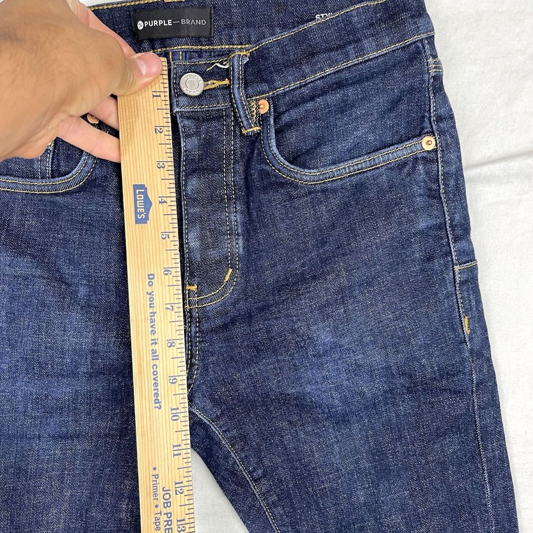 Denime Purple Brand Jeans Mens 31 Fits 28x29 Dark Wash RAI P001 Button Fly Slim Denim Jeans Size US 31 - 5 Thumbnail