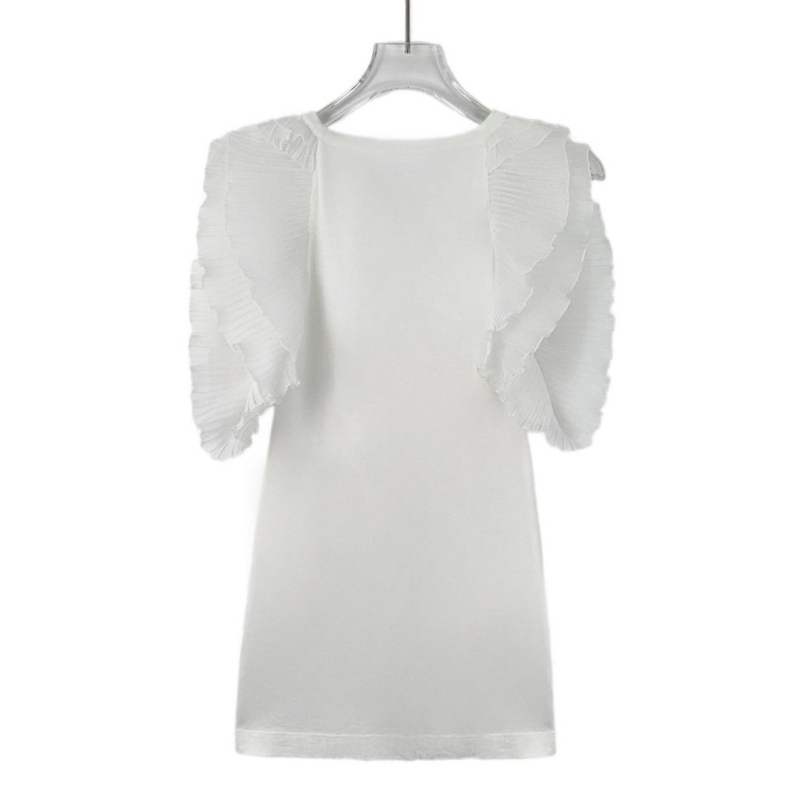 Chloe Chloe White Ruffle Cotton Crew Neck Sleeveless T-Shirt K26WX Size S / US 4 / IT 40 - 2 Thumbnail