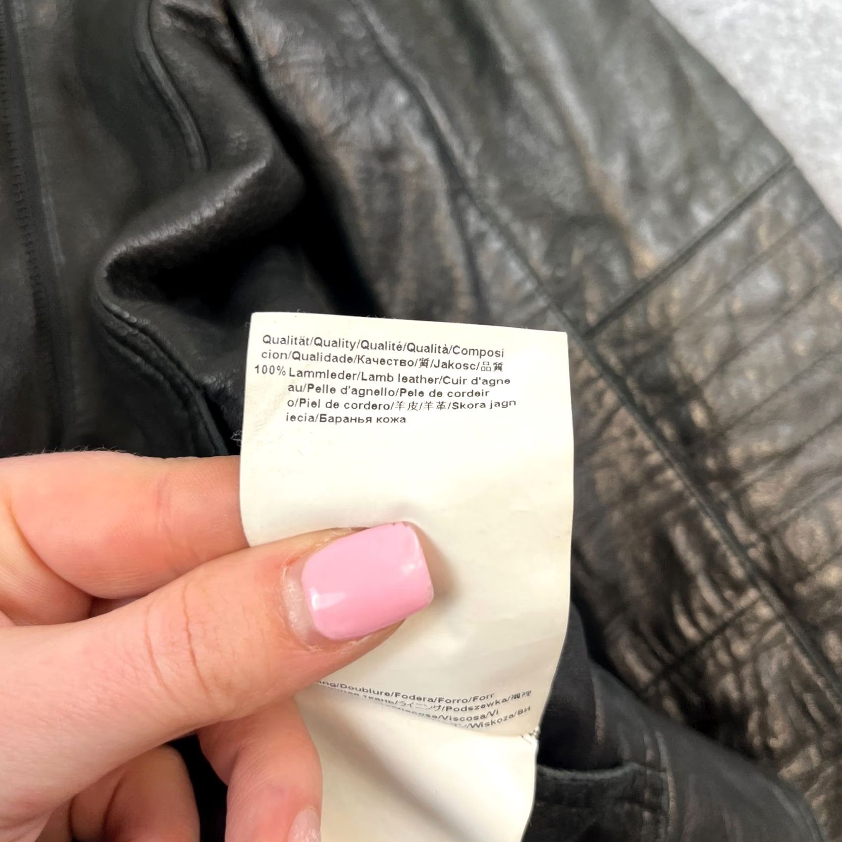 Hugo Boss HUGO BOSS Womens Leather Jacket Short Biker Black 6 Leather Lamb Regular Zip Pockets Vintage No Size M / US 6-8 / IT 42-44 - 6 Thumbnail